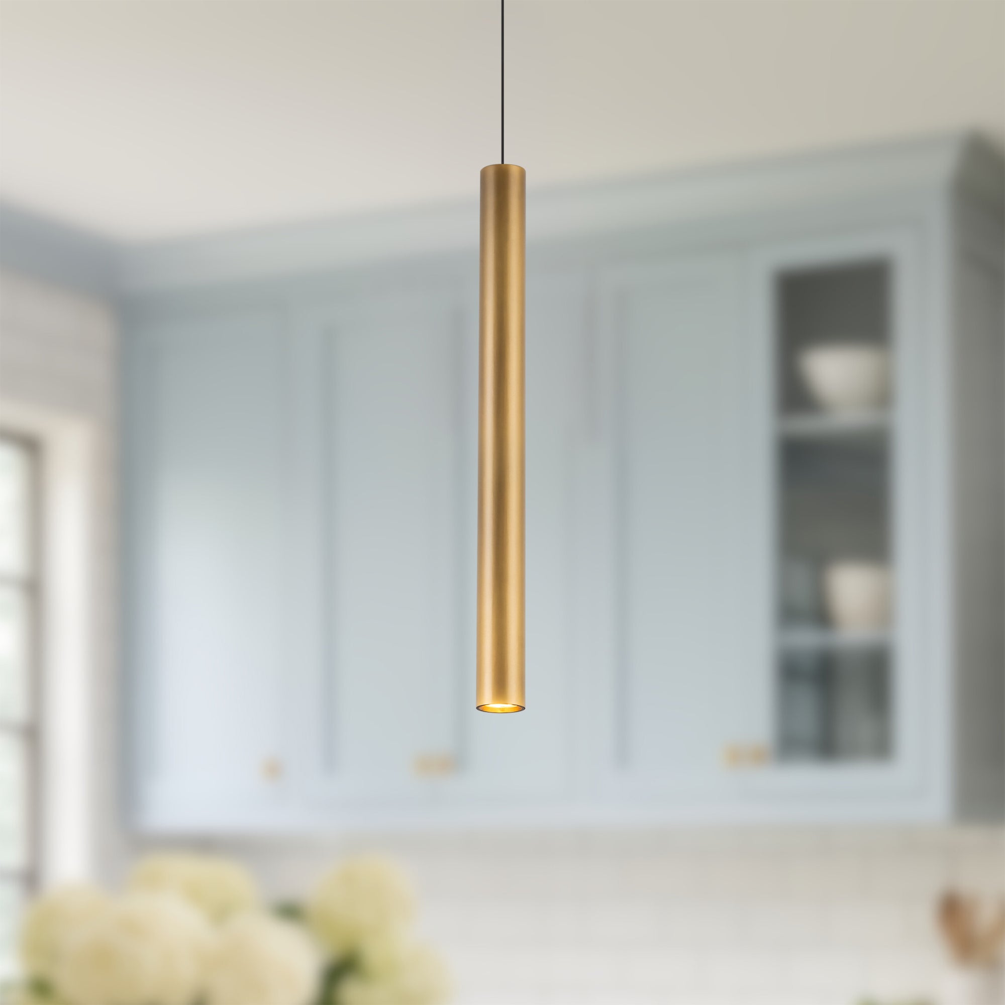 Mason 20-in Baffled Aluminum Cylinder Pendant