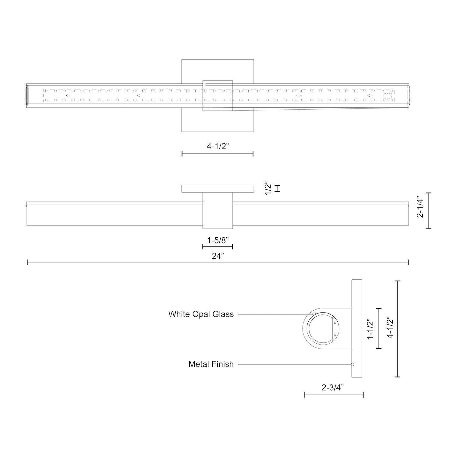 Mendocino 24-in Aluminum Vanity Light