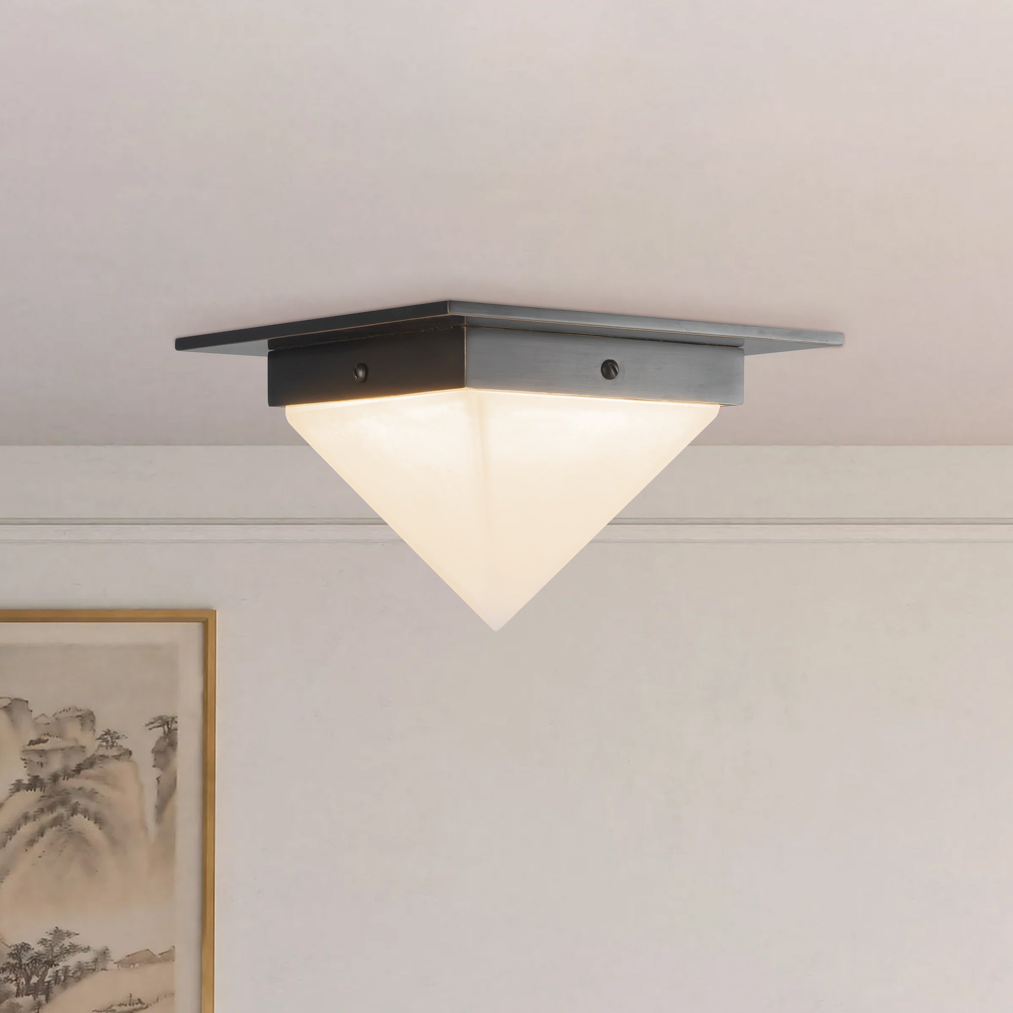 Mineral 8-in Brass Triangular Flush Mount
