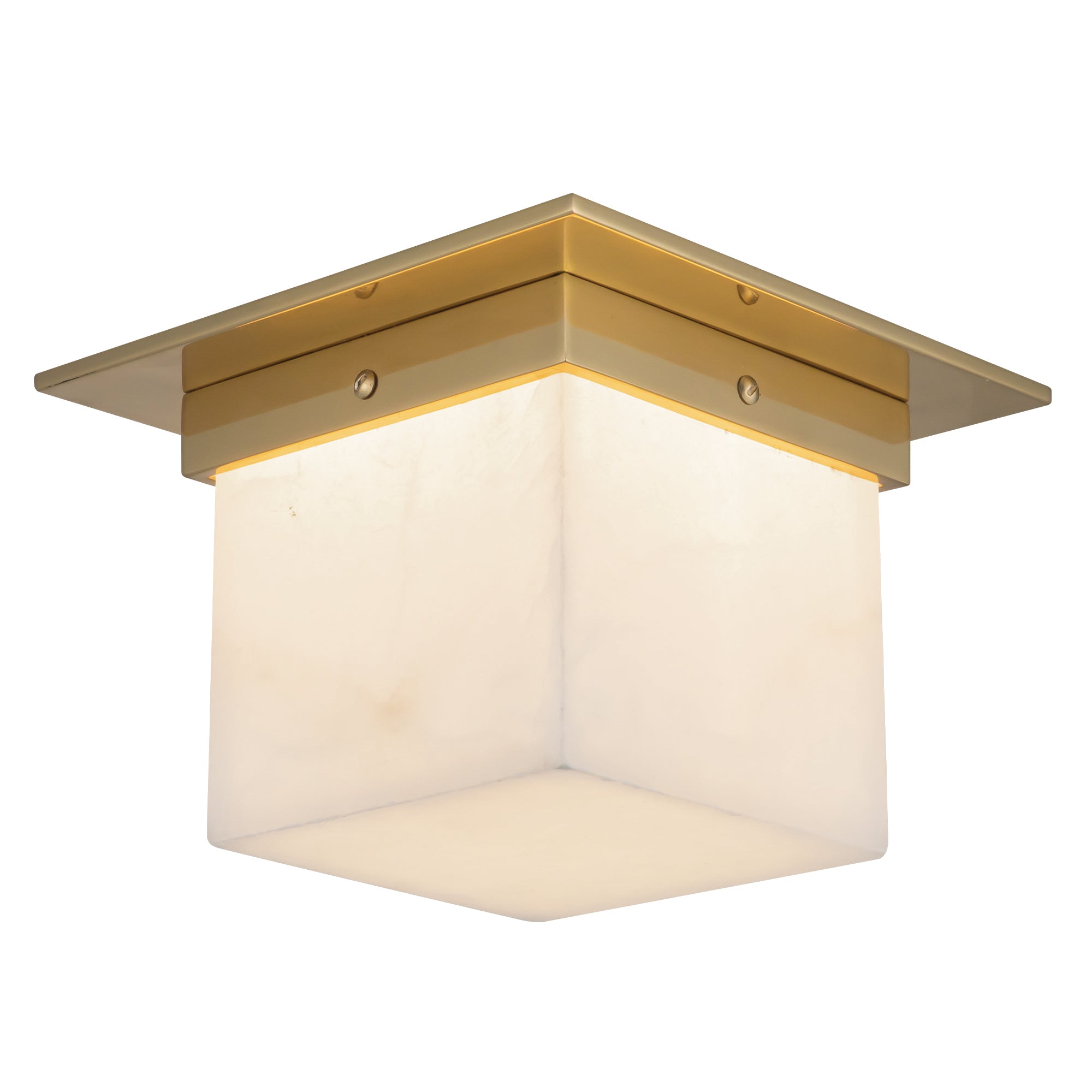 Mineral 8-in Brass Square Flush Mount