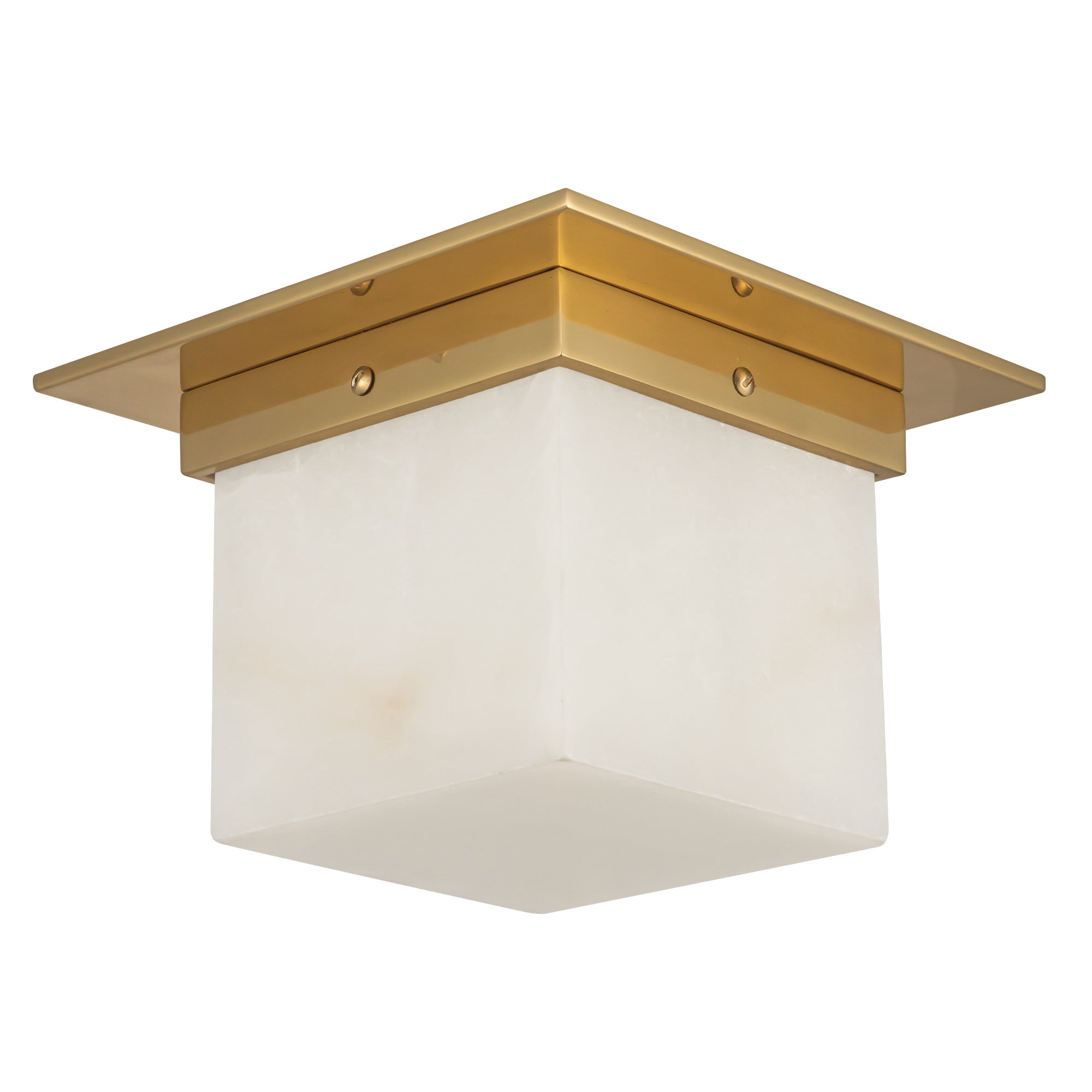 Mineral 8-in Brass Square Flush Mount