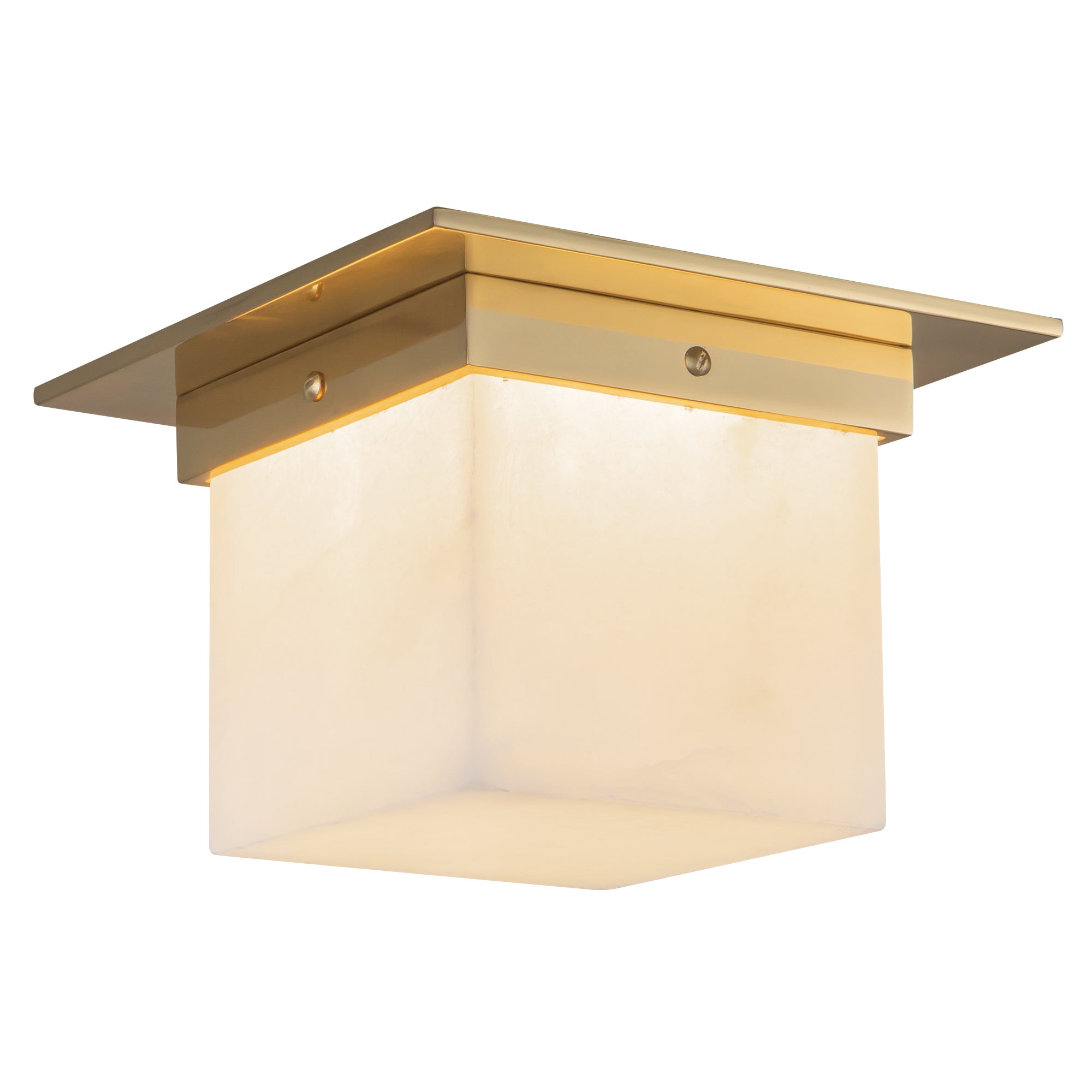 Mineral 8-in Brass Square Flush Mount