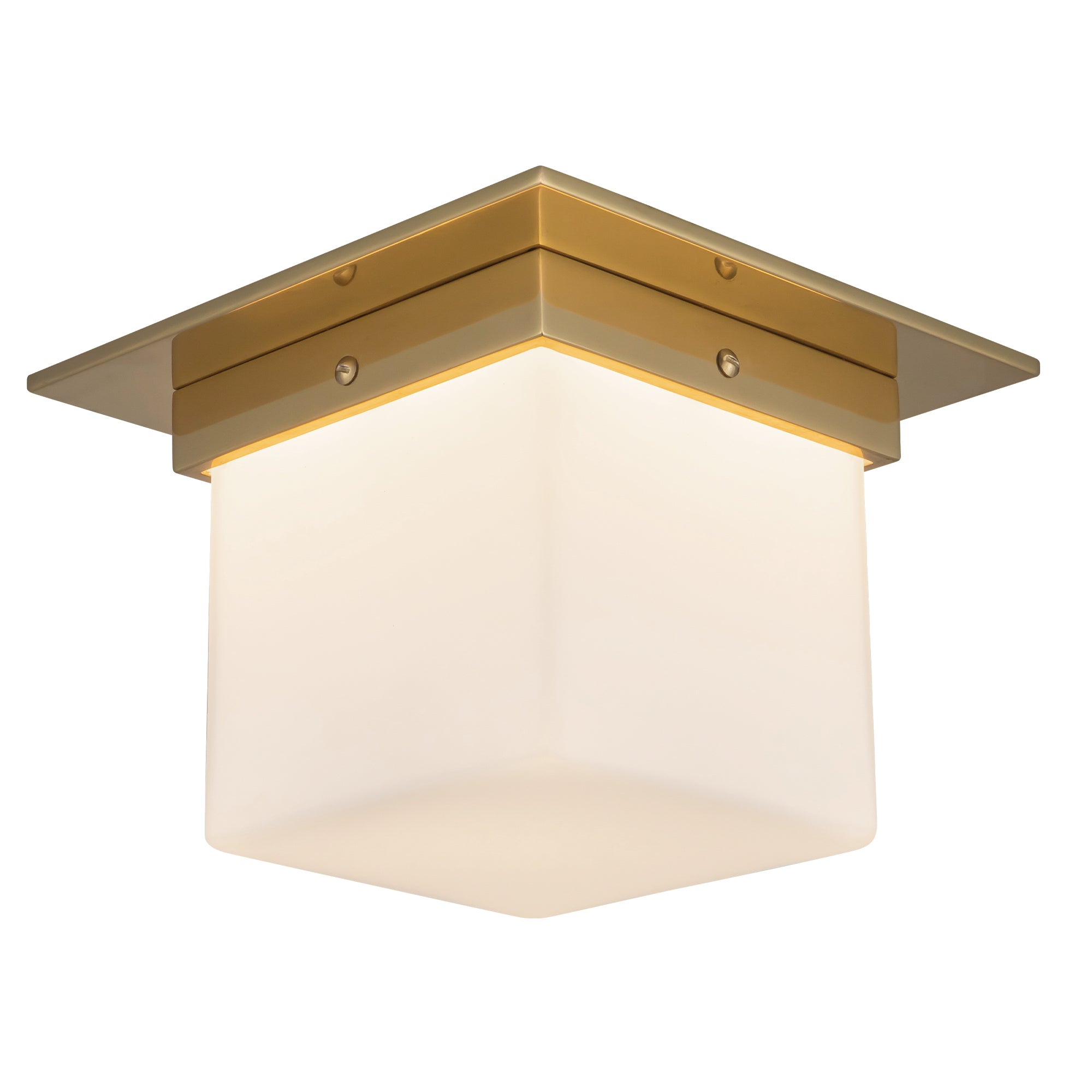 Mineral 8-in Brass Square Flush Mount