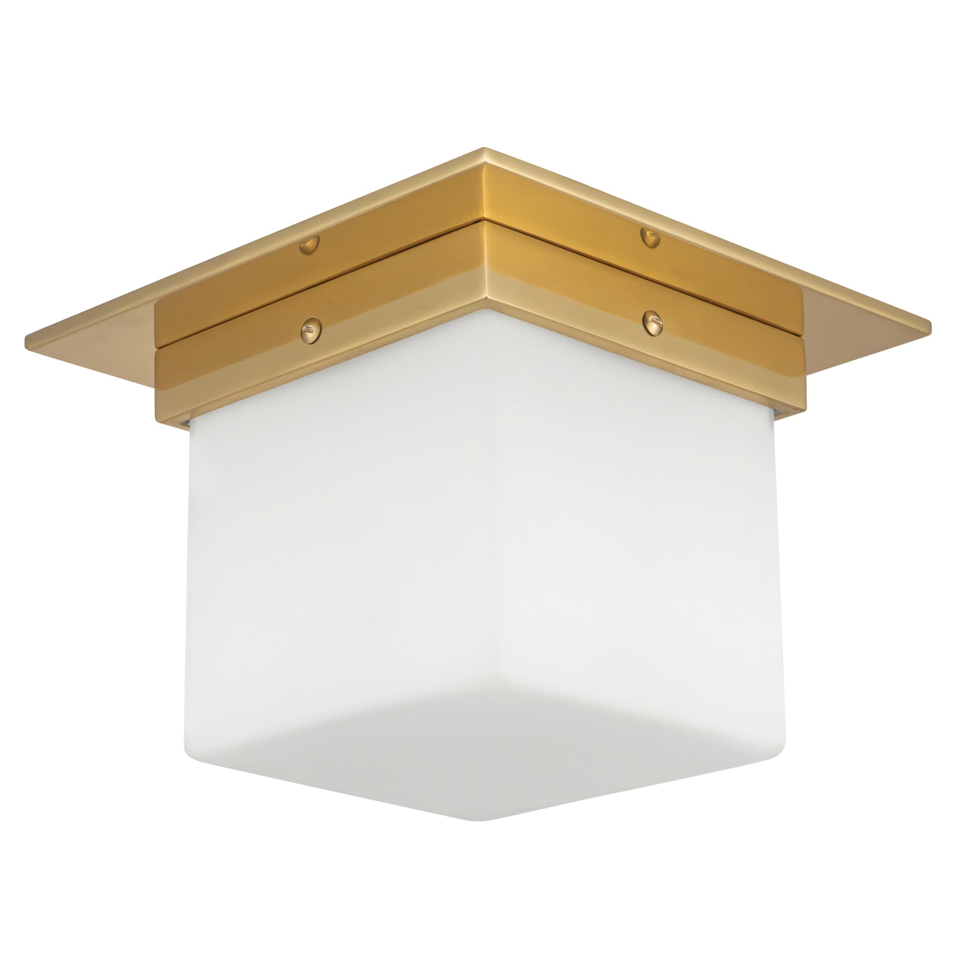 Mineral 8-in Brass Square Flush Mount