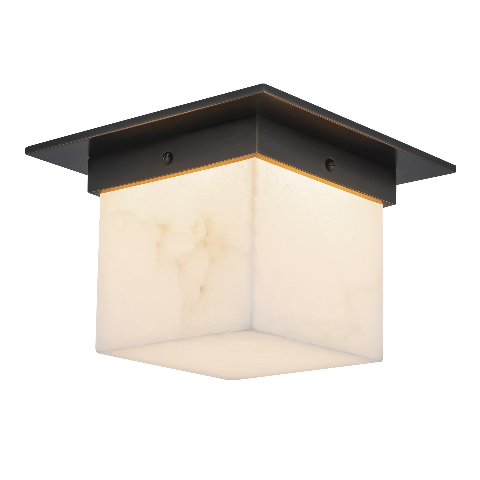 Mineral 8-in Brass Square Flush Mount