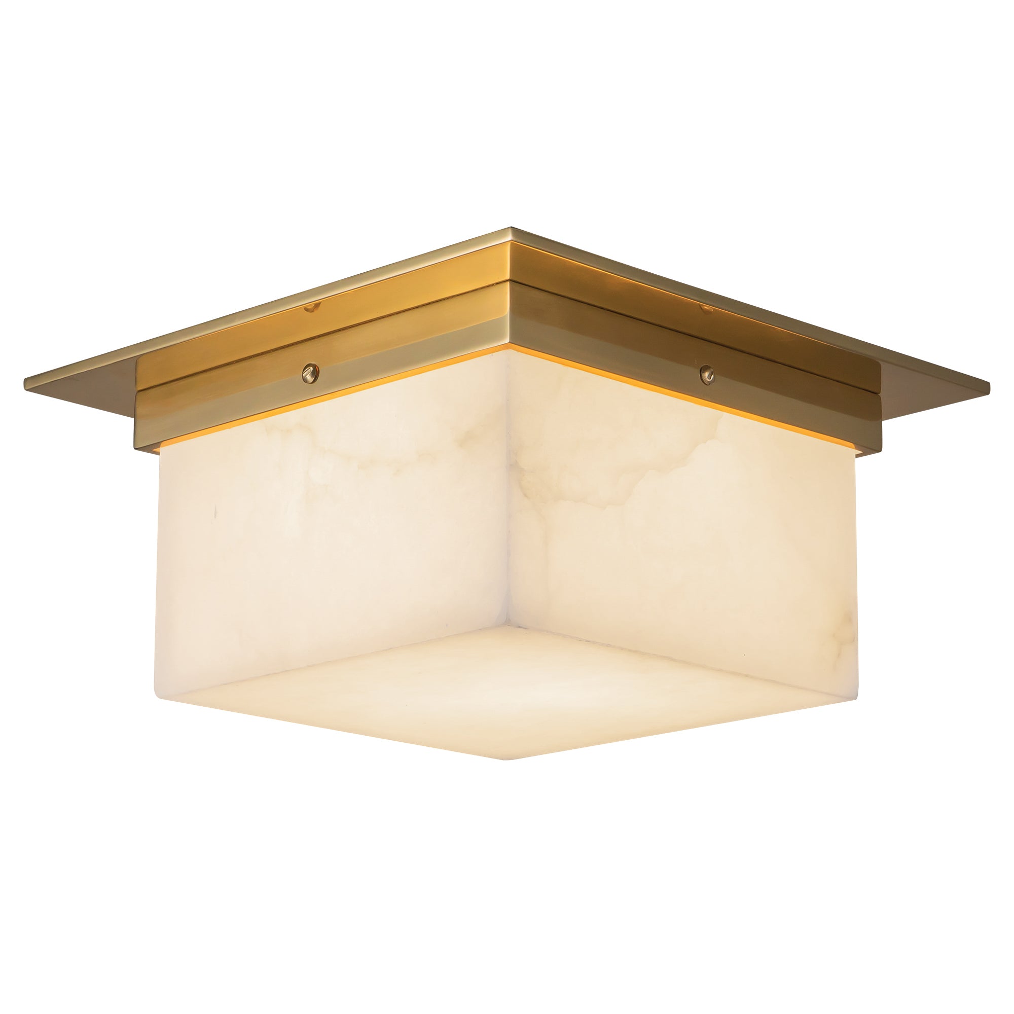 Mineral 11-in Brass Alabaster Flush Mount