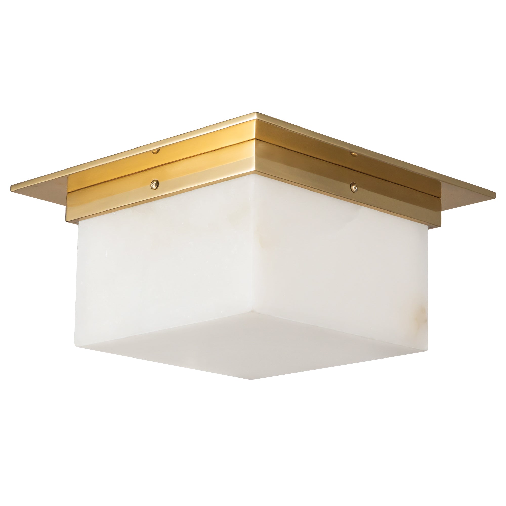Mineral 11-in Brass Alabaster Flush Mount