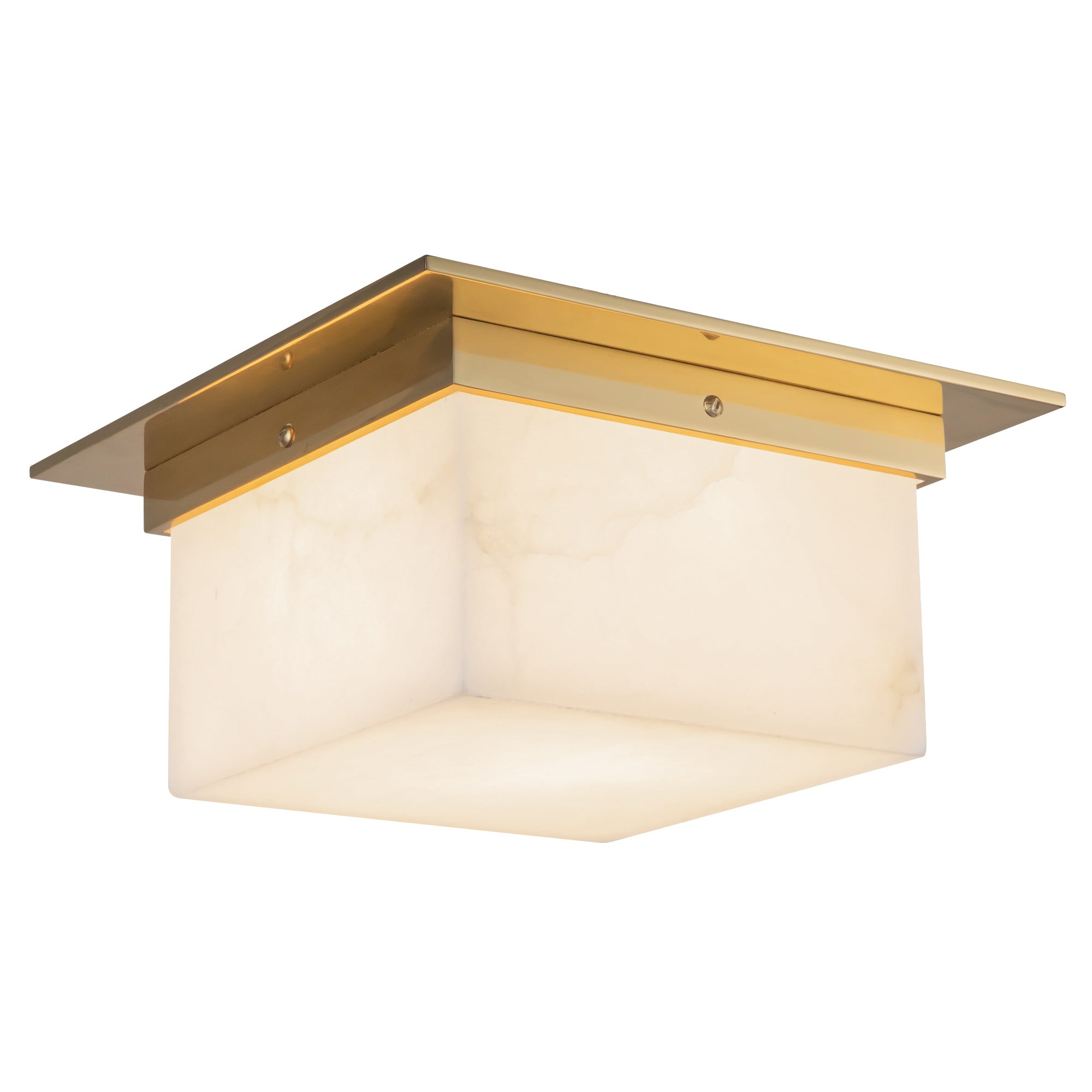Mineral 11-in Brass Alabaster Flush Mount