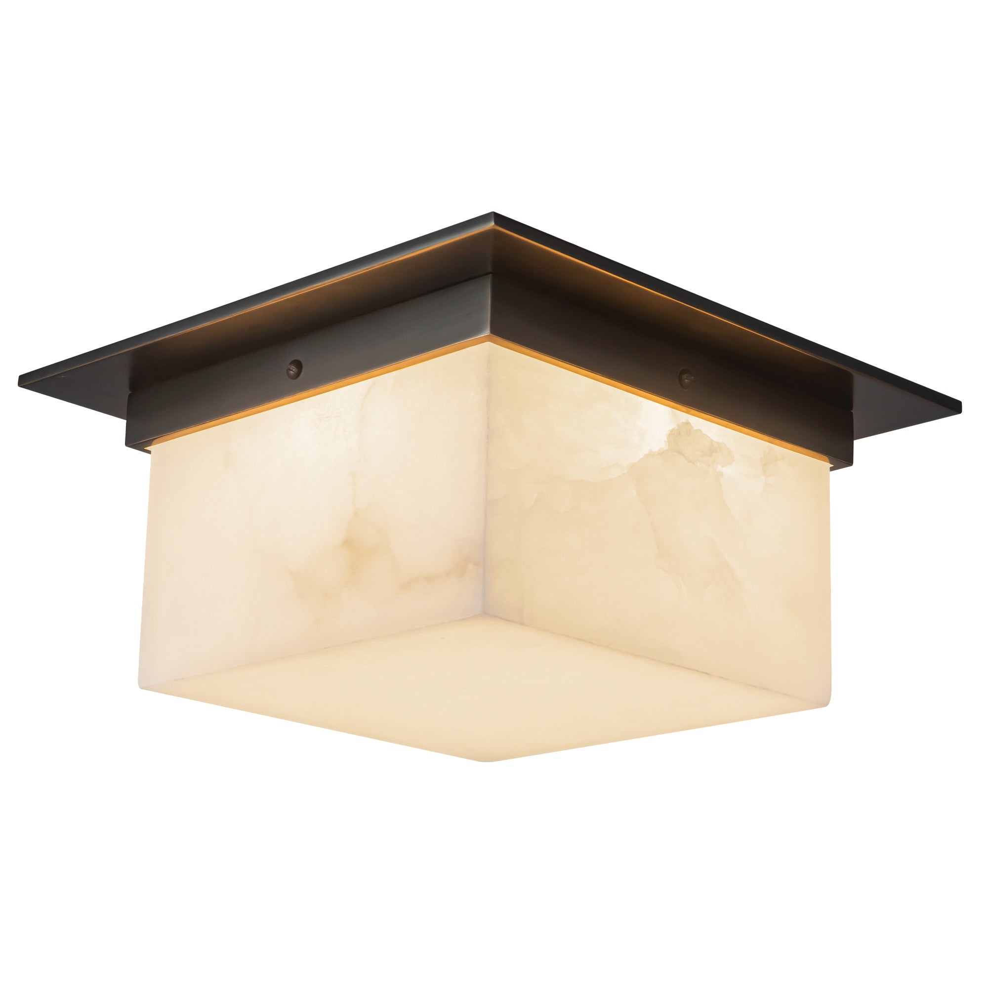 Mineral 11-in Brass Alabaster Flush Mount