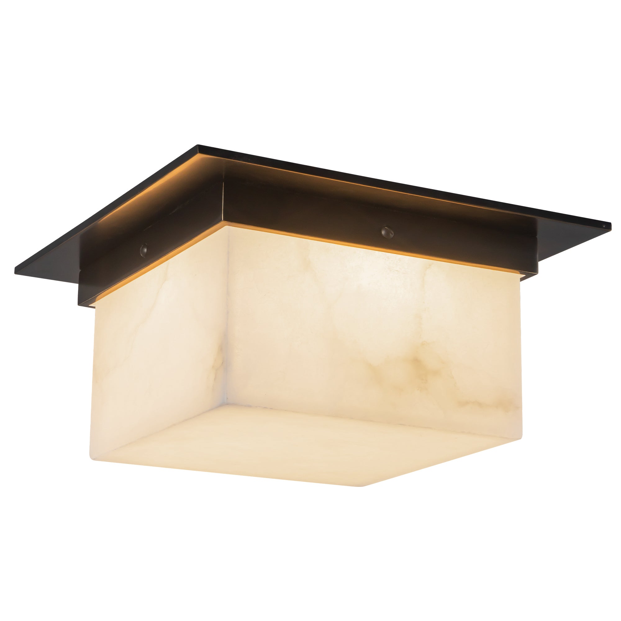 Mineral 11-in Brass Alabaster Flush Mount