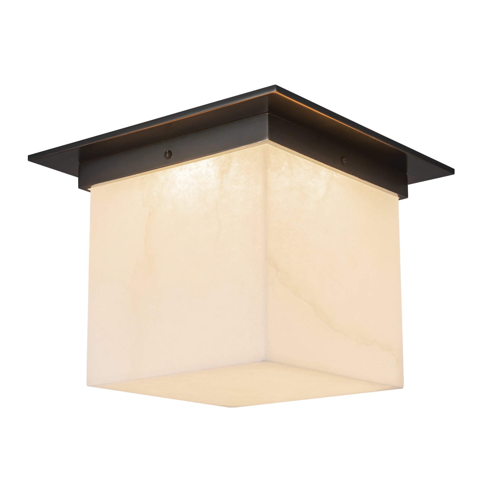 Mineral 11-in Brass Square Flush Mount