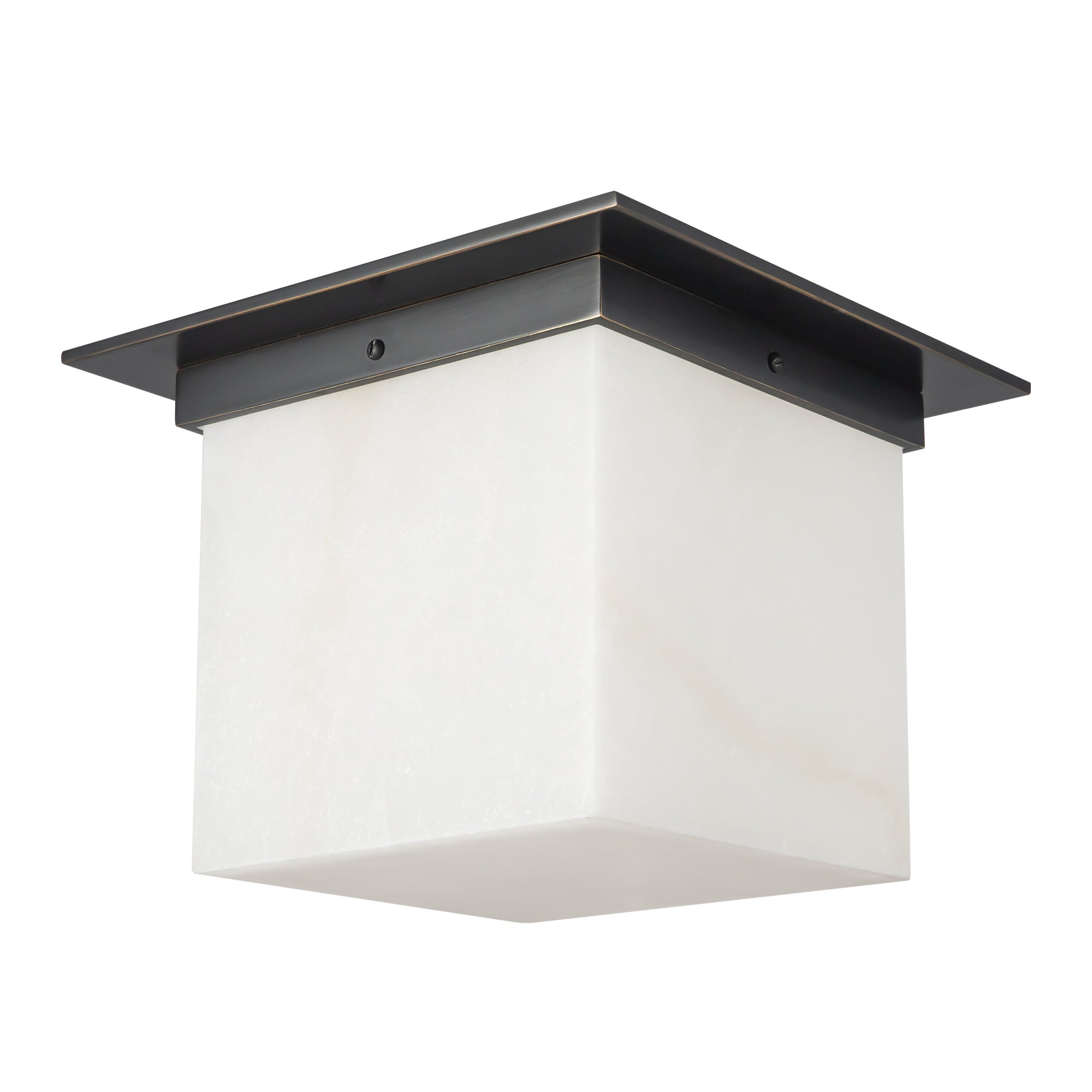 Mineral 11-in Brass Square Flush Mount