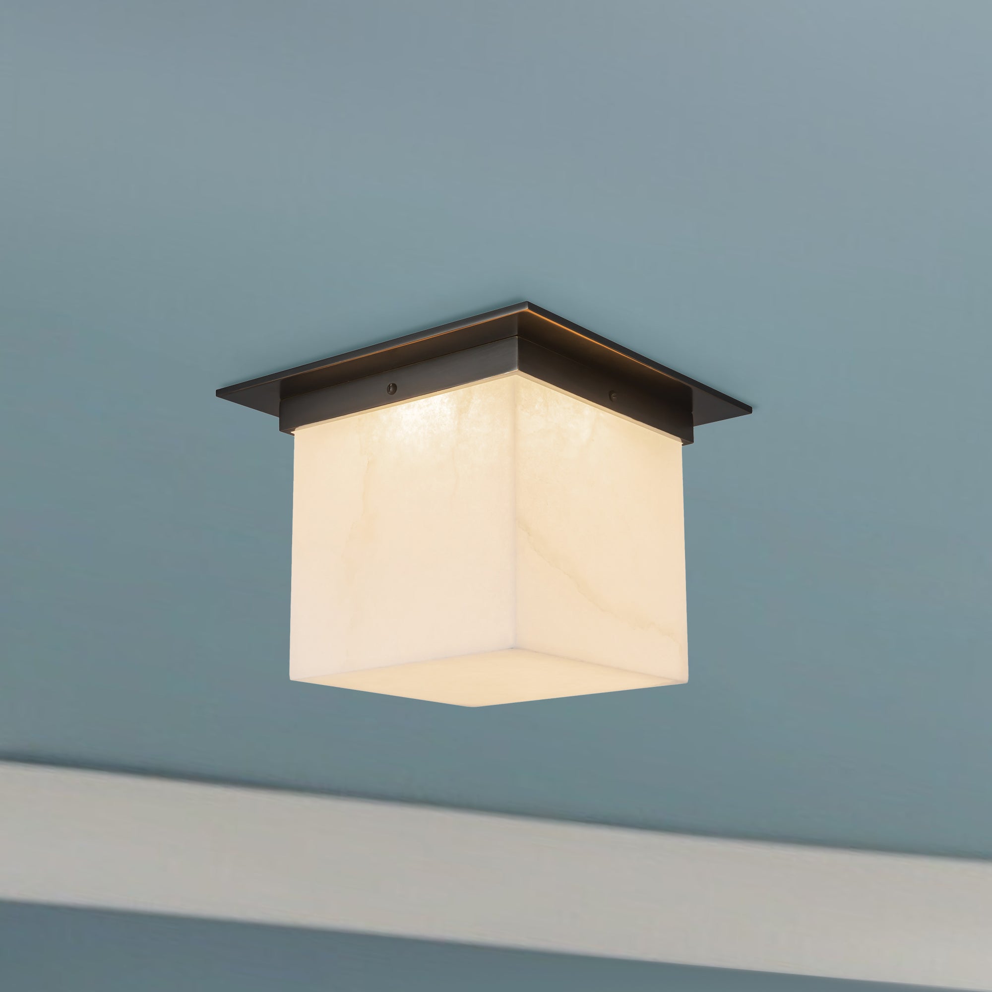 Mineral 11-in Brass Square Flush Mount