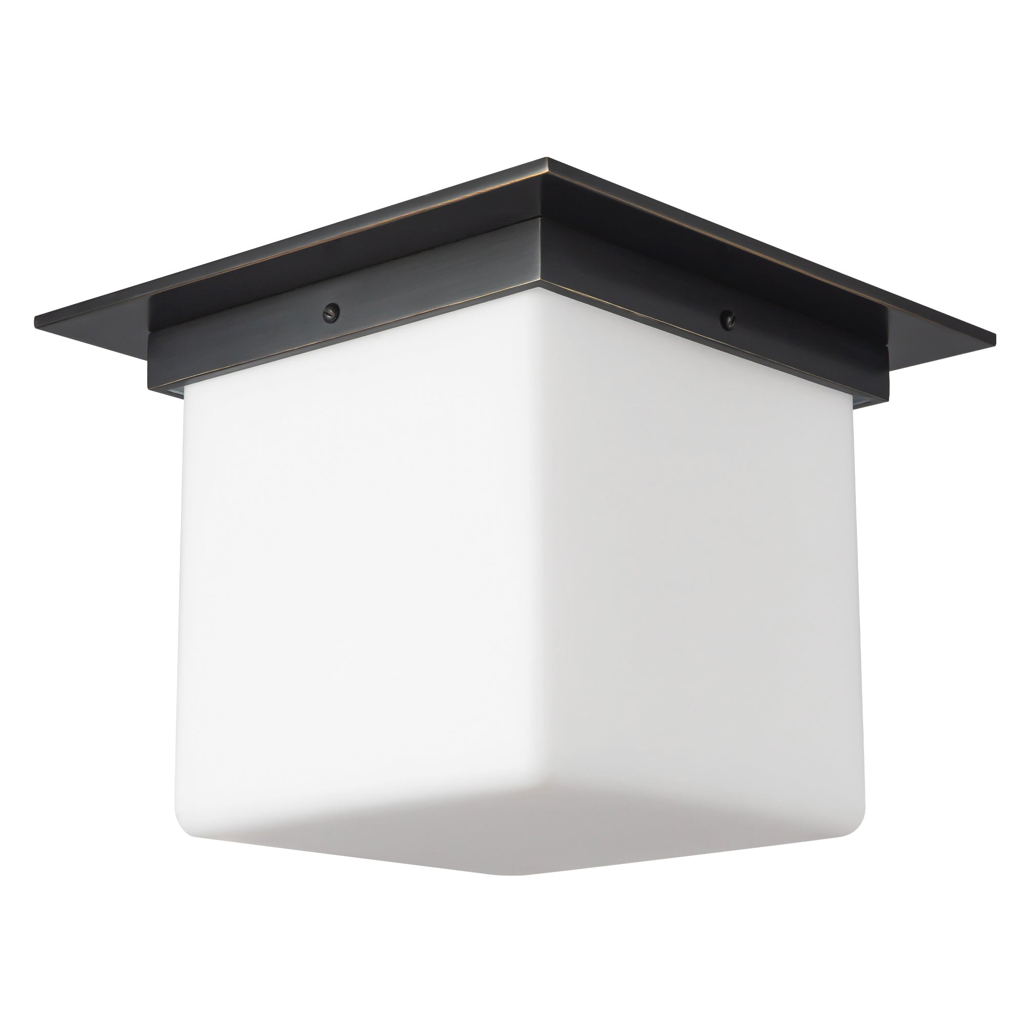 Mineral 11-in Brass Square Flush Mount