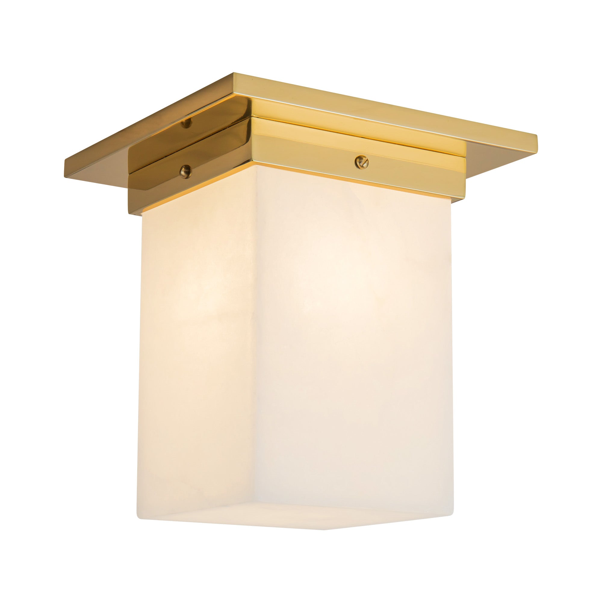 Mineral 8-in Brass Alabaster Flush Mount