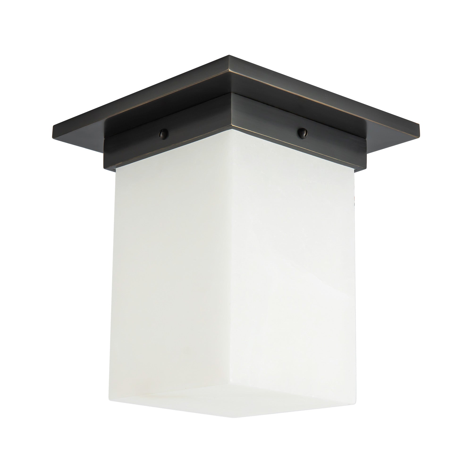 Mineral 8-in Brass Alabaster Flush Mount