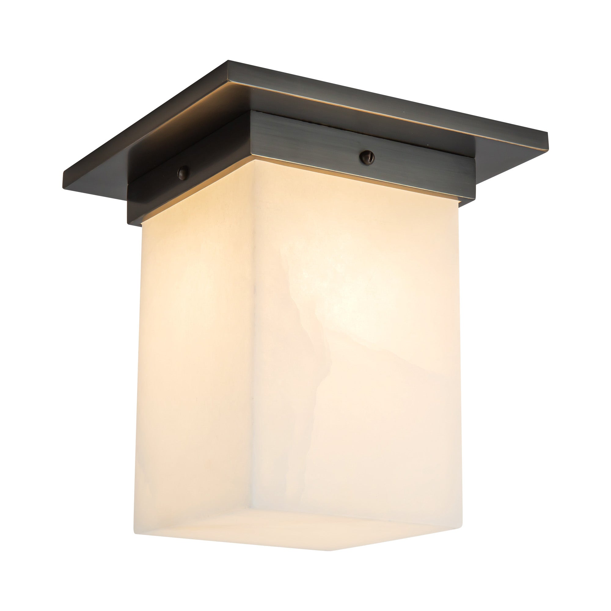Mineral 8-in Brass Alabaster Flush Mount