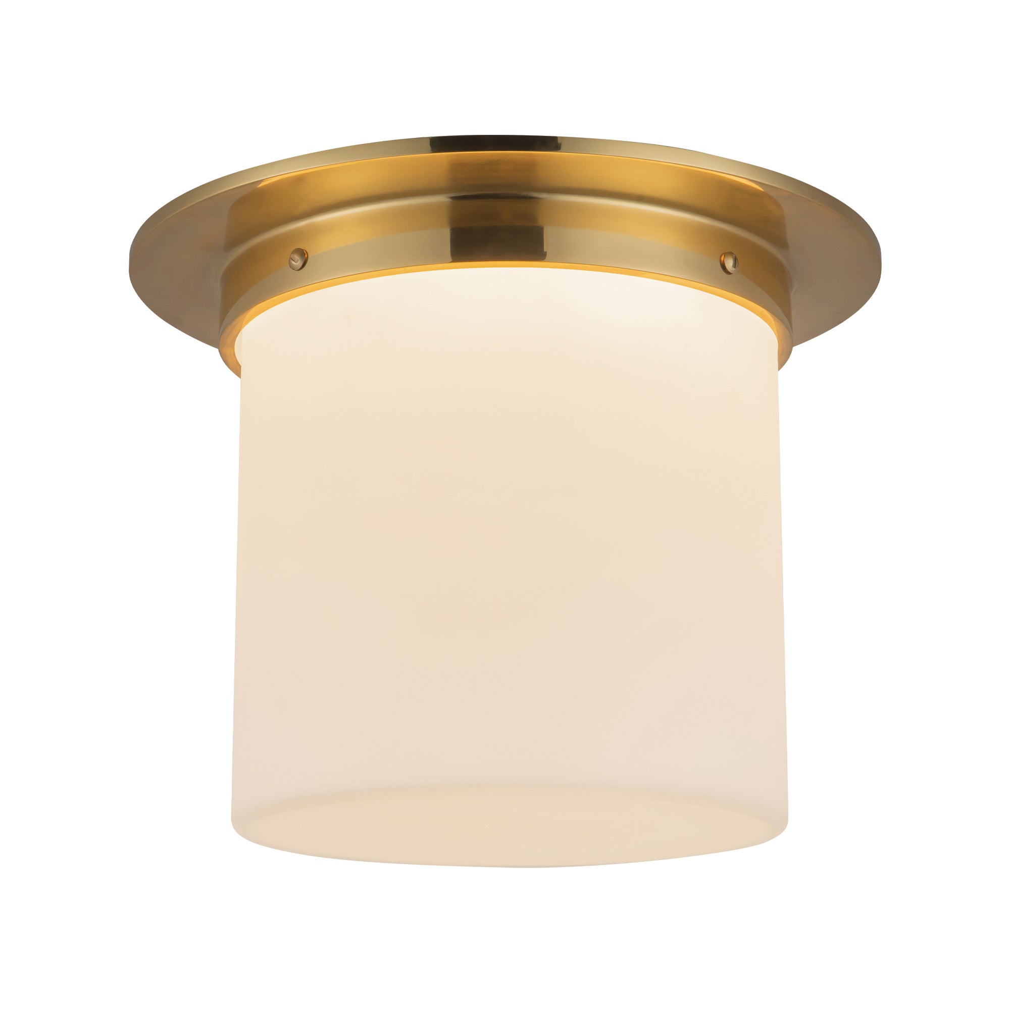 Mineral 11-in Brass Cylinder Flush Mount
