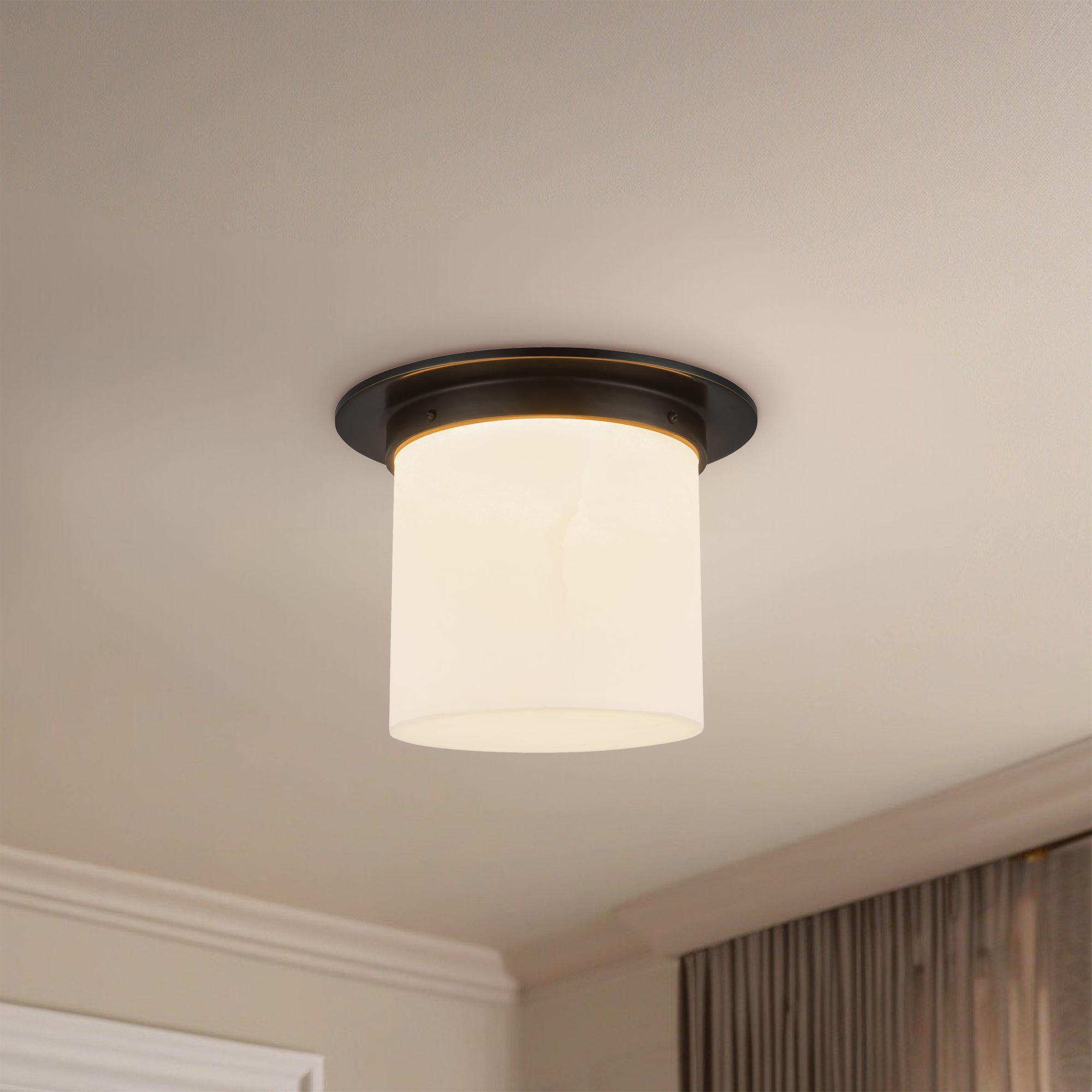 Mineral 11-in Brass Cylinder Flush Mount