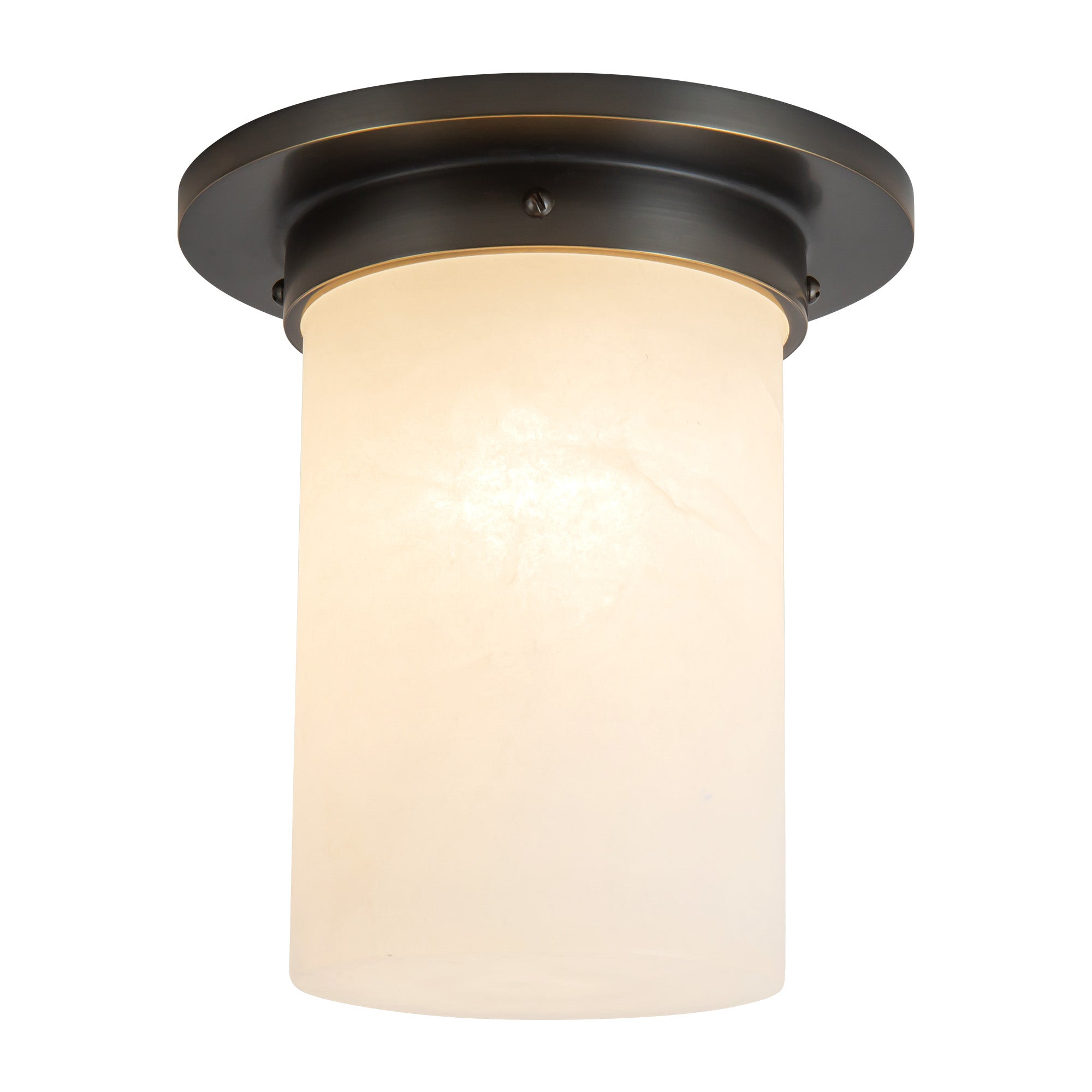 Mineral 8-in Brass Cylinder Flush Mount