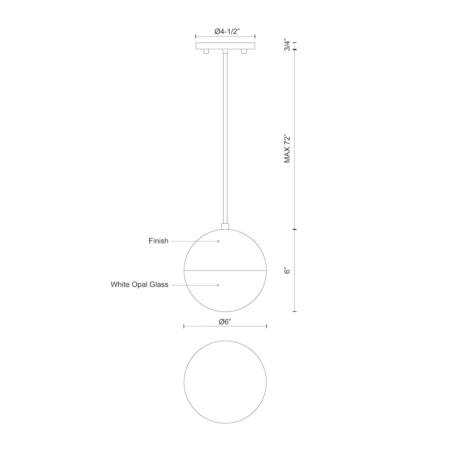 Monae 6-in Aluminum Pendant