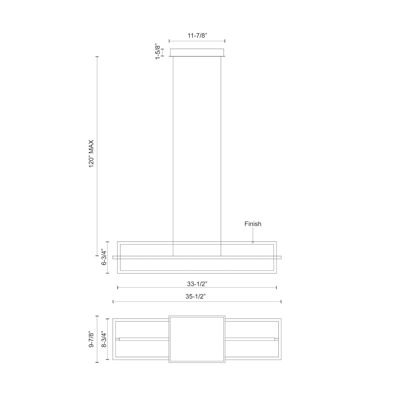 Mondrian 36-in Compact Acrylic Linear LED Pendant