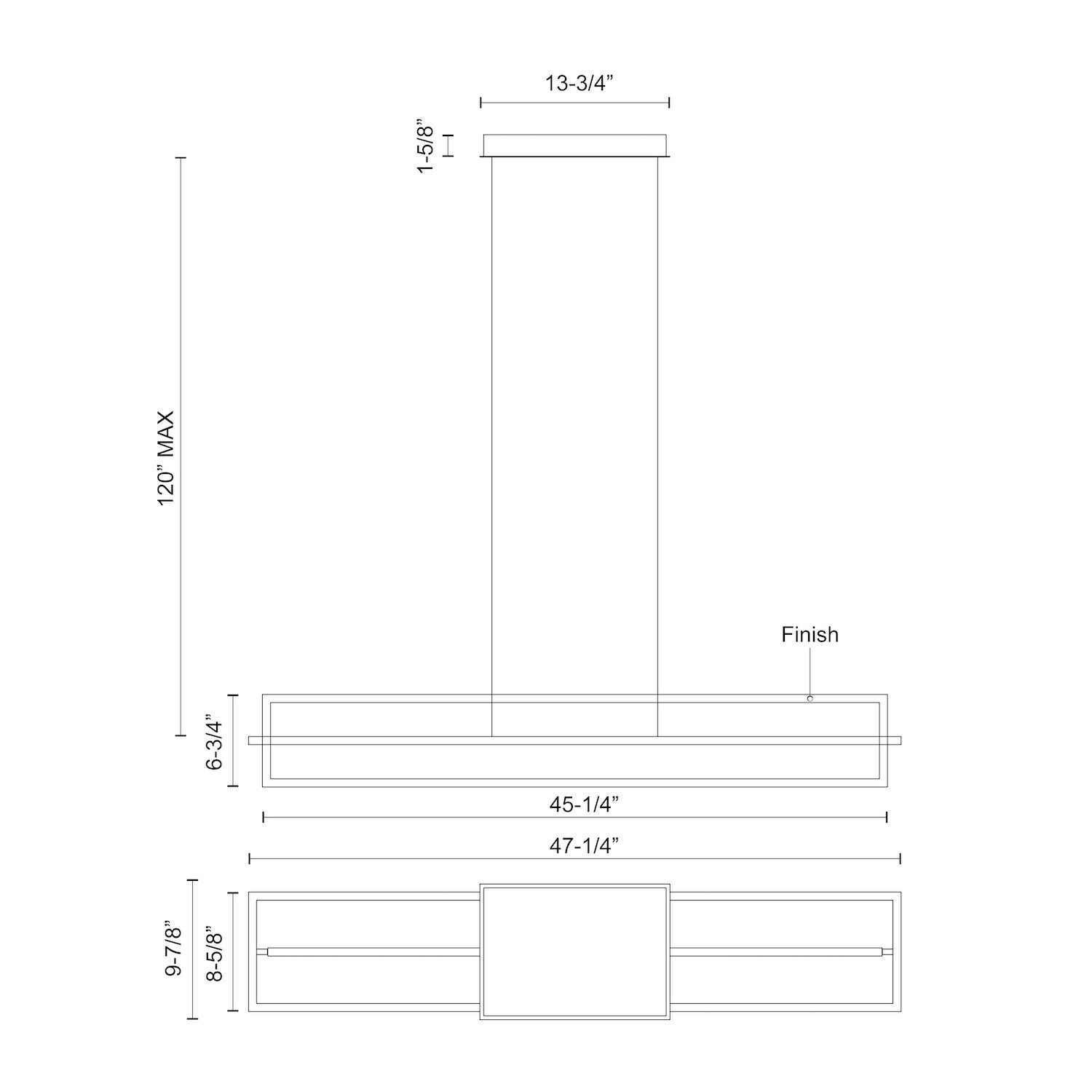 Mondrian 48-in Wide Acrylic Linear LED Pendant