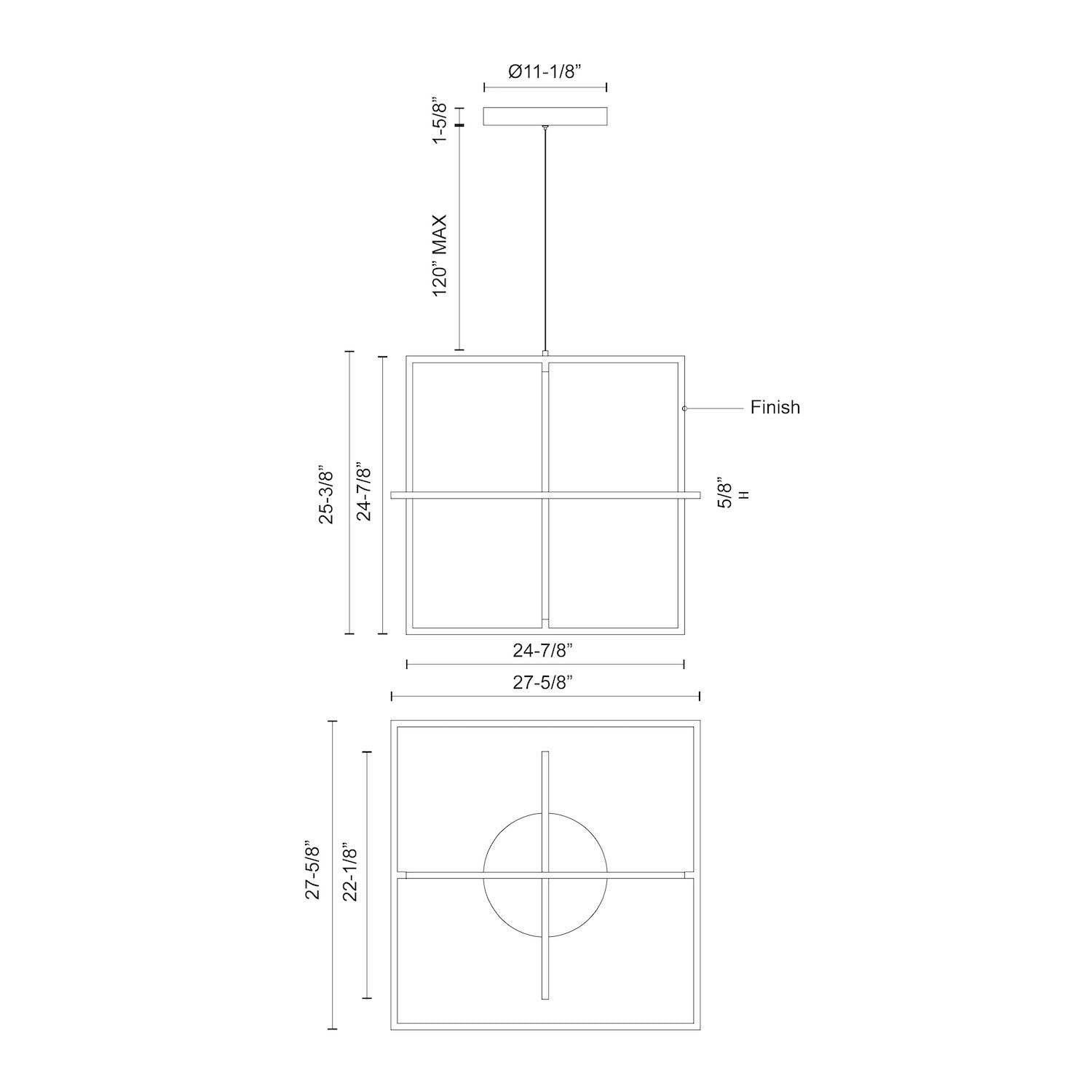Mondrian 28-in Aluminum Pendant