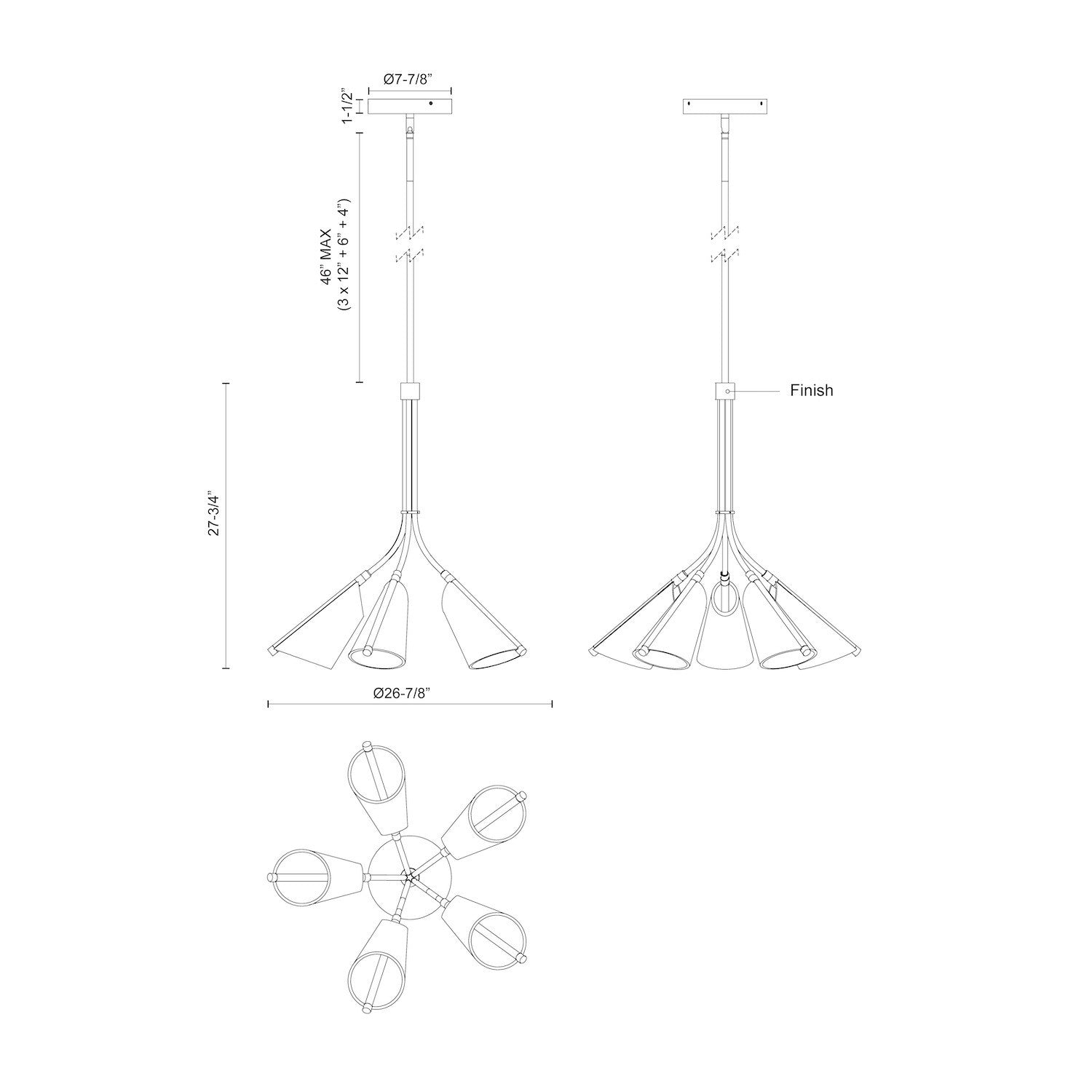 Mulberry 28-in Aluminum Chandelier
