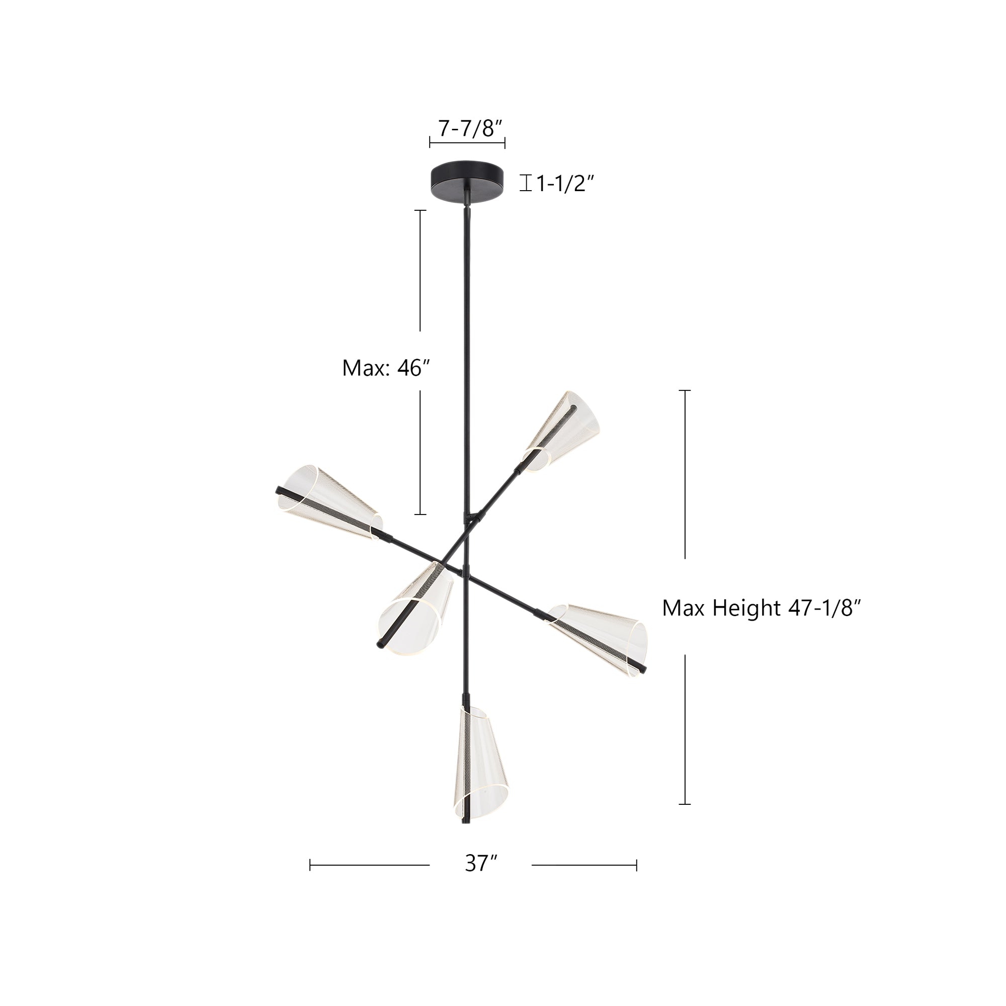 Mulberry 37-in Aluminum Chandelier