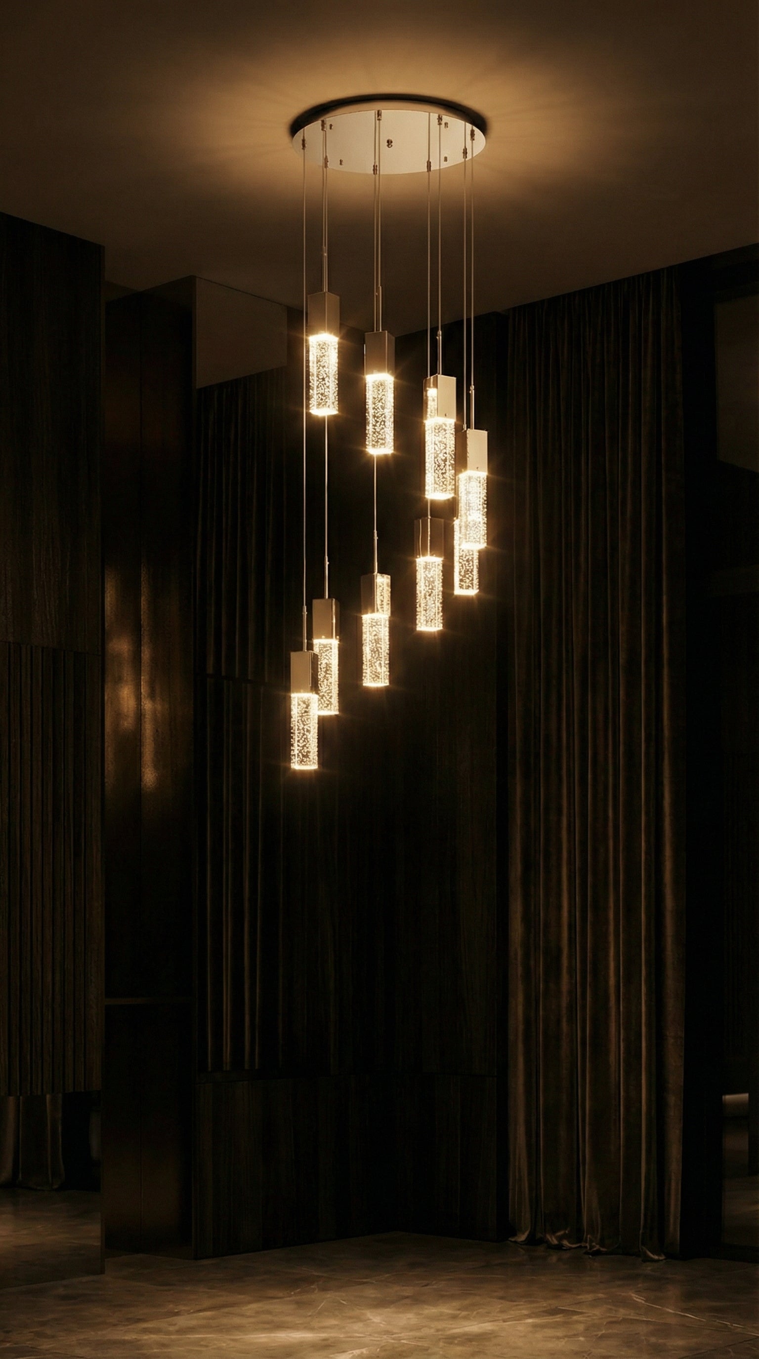 Sparkling Night LED Chandelier with 9 Spiral Lights