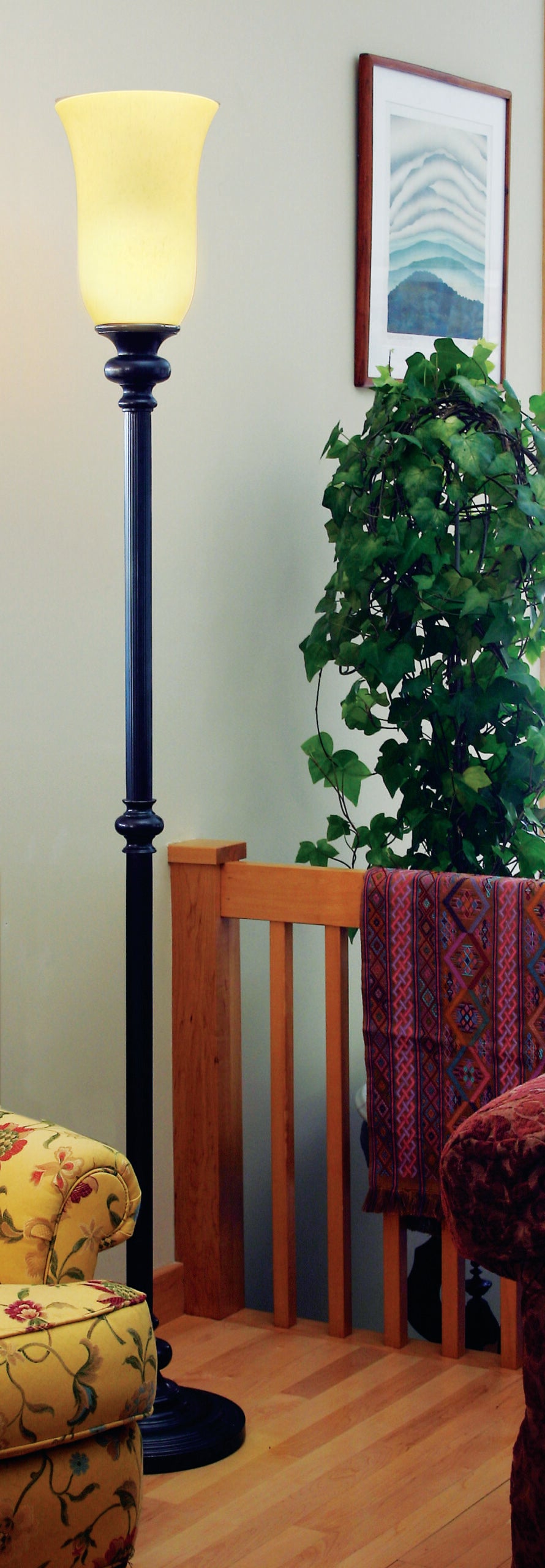74.75-inch Newport Oil Rubbed Bronze Floor Lamp Amber Shade