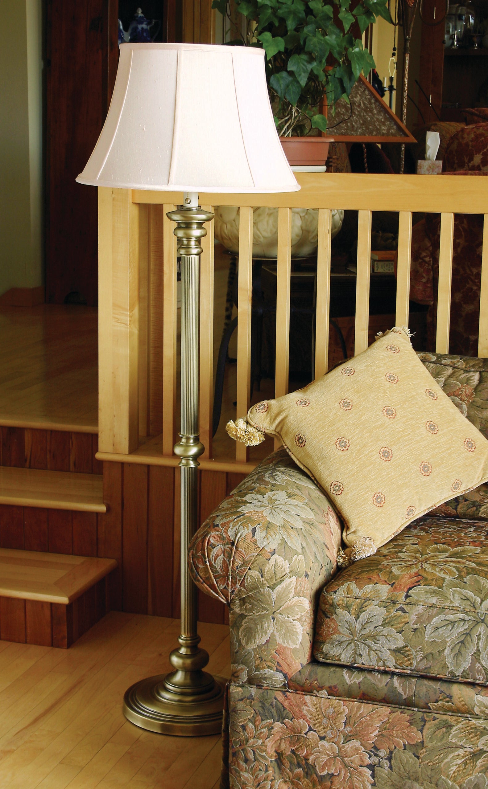 57.5-inch Newport Antique Brass Floor Lamp