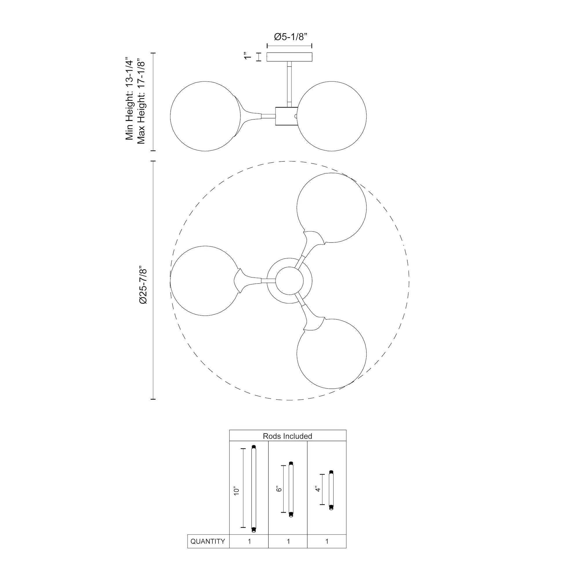 Nouveau 26-in Steel Semi-Flush Mount