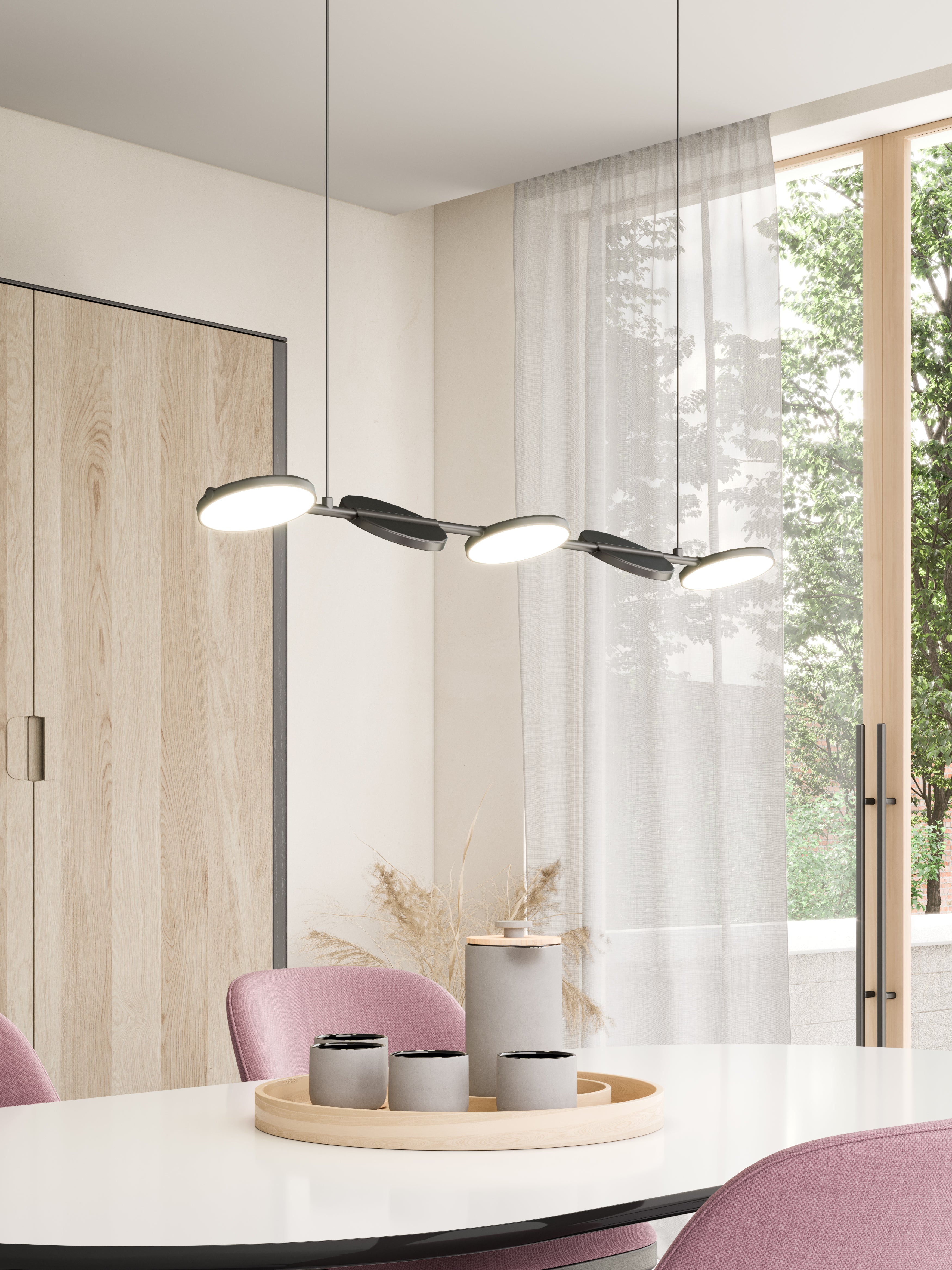 Novel 37-in Aluminum Linear Pendant