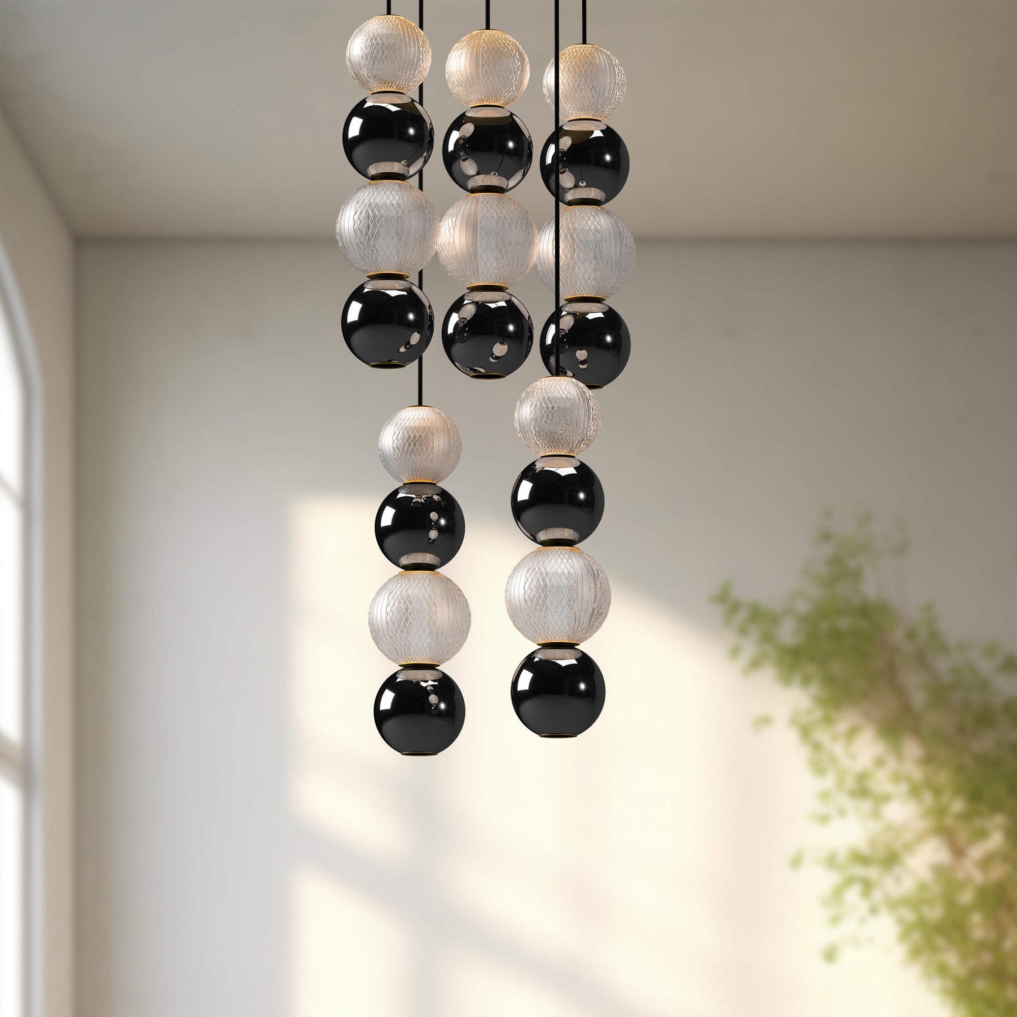 Onyx 5 Head Steel Multi Pendant