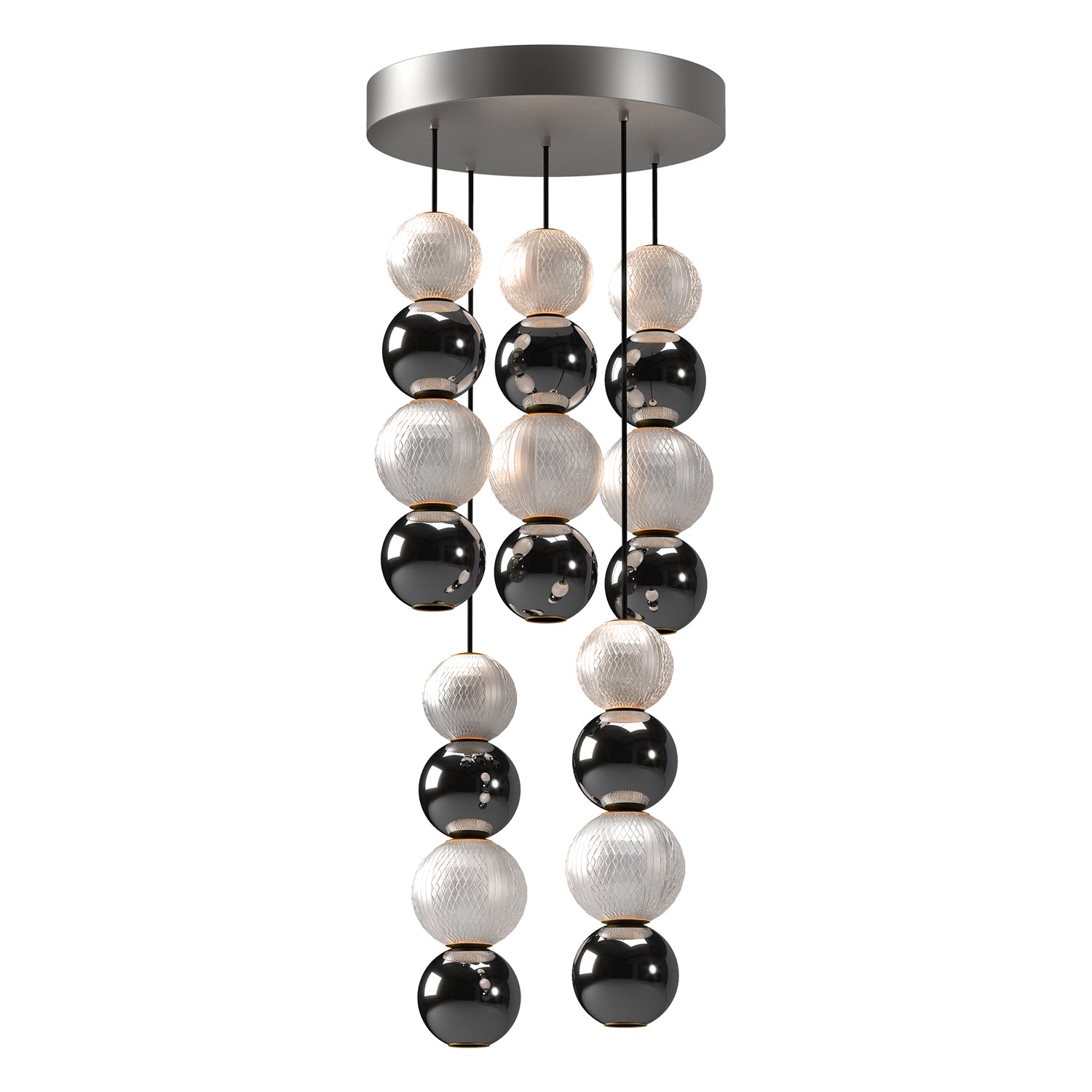 Onyx 5 Head Steel Multi Pendant