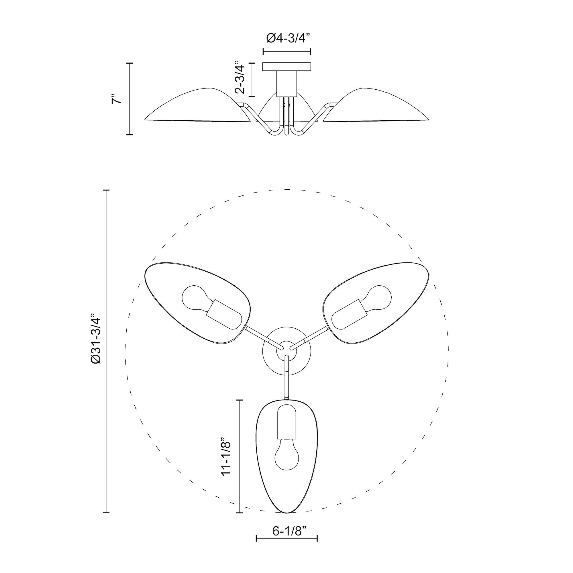 Oscar 32-in Steel Semi-Flush Mount