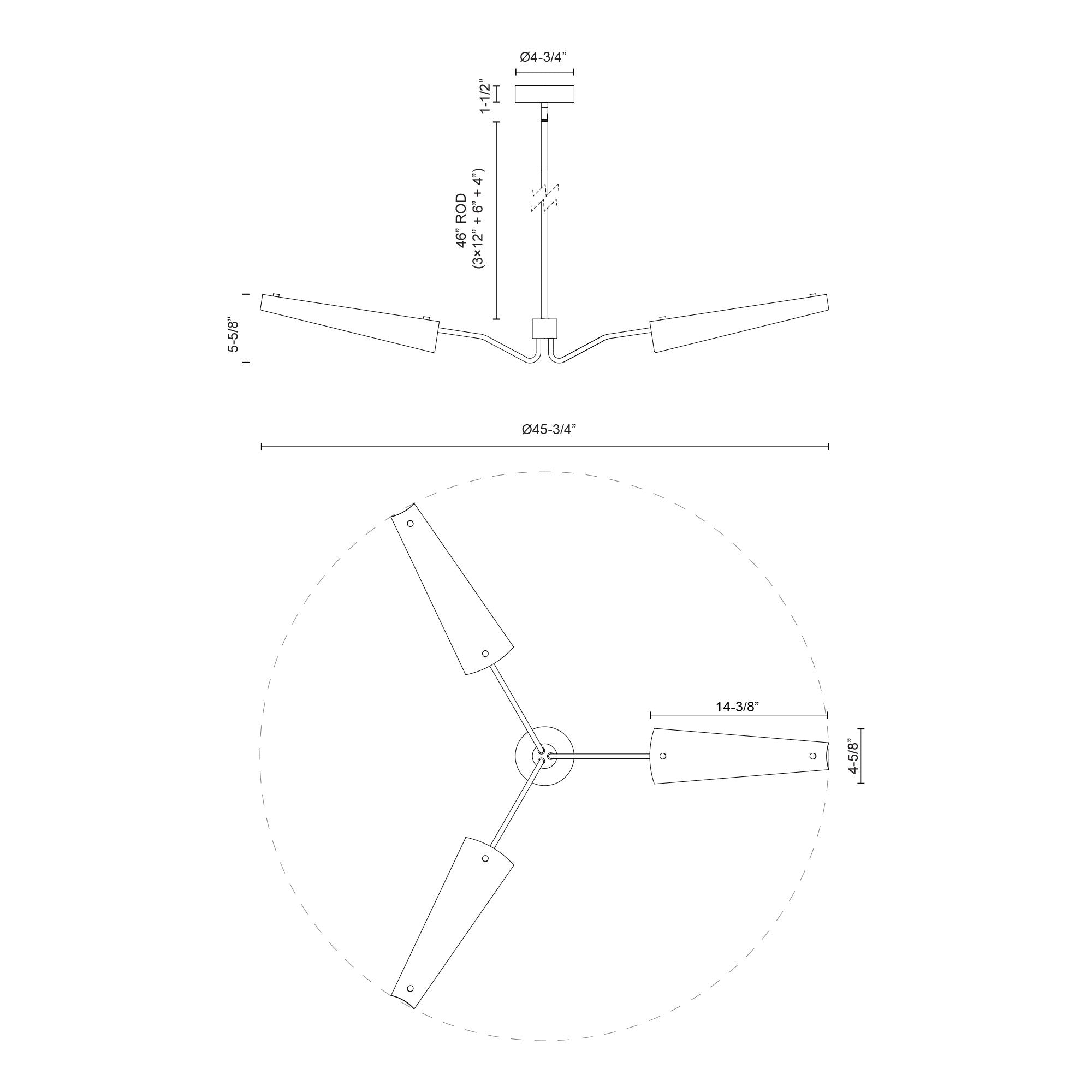 Osorio 46-in 3 Lights Steel Chandelier