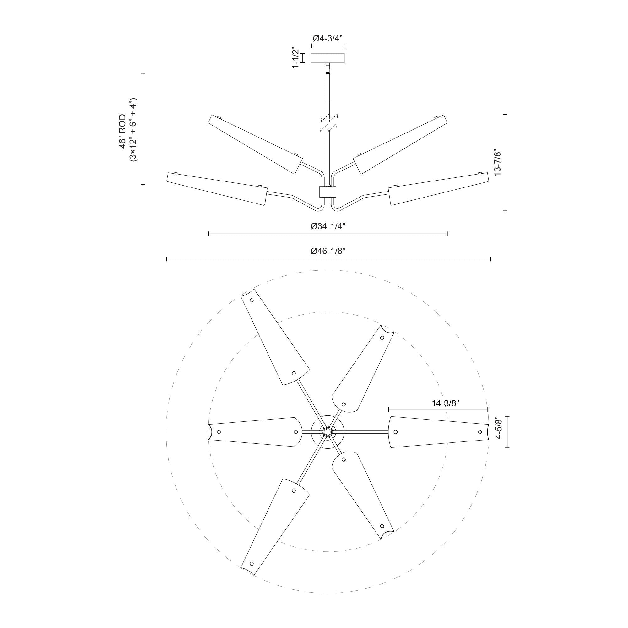 Osorio 46-in 6 lights Steel Chandelier