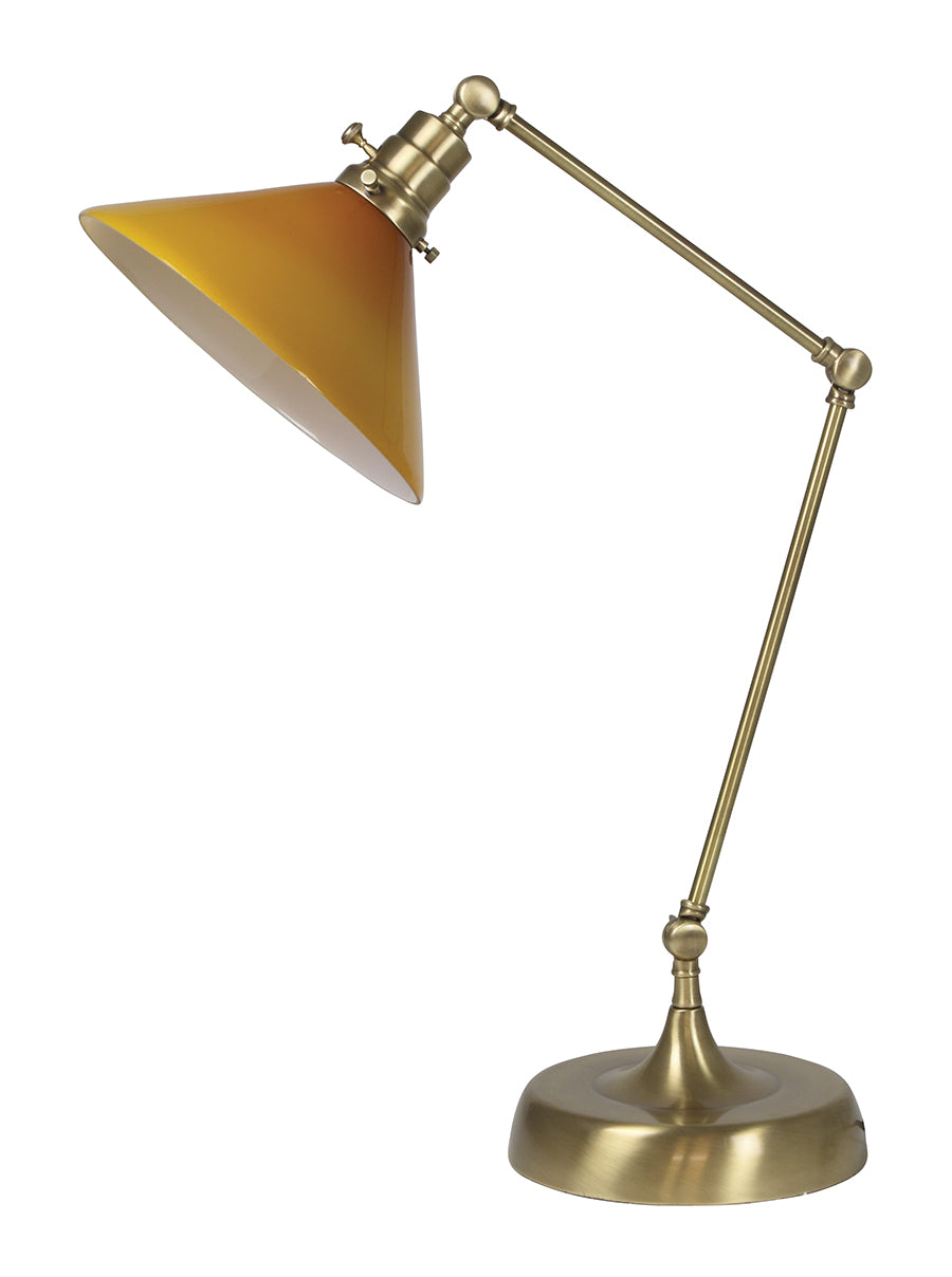26-inch Otis Antique Brass Table Lamp Amber Shade