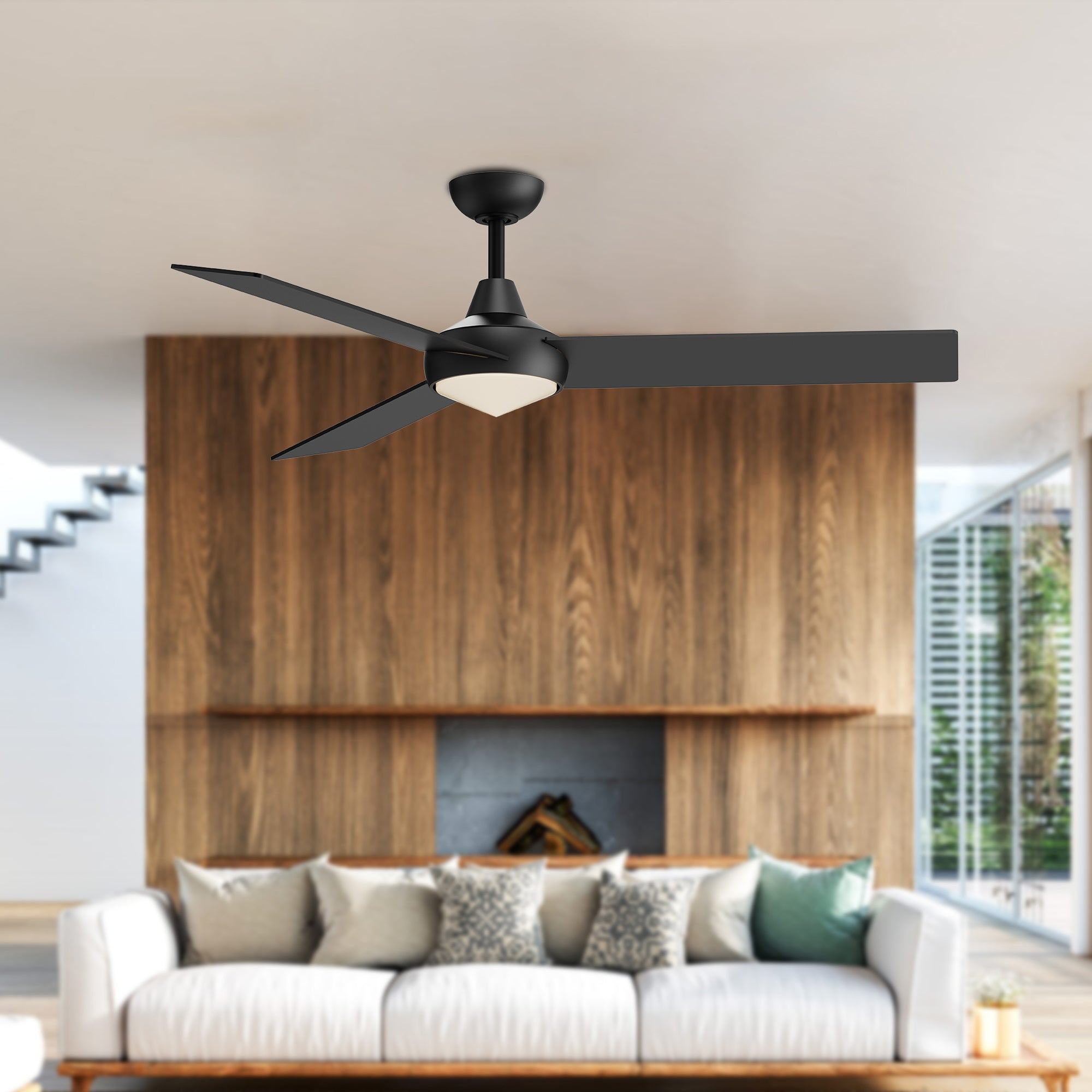 Owens 56-in Matte Black Reversible DC LED Ceiling Fan