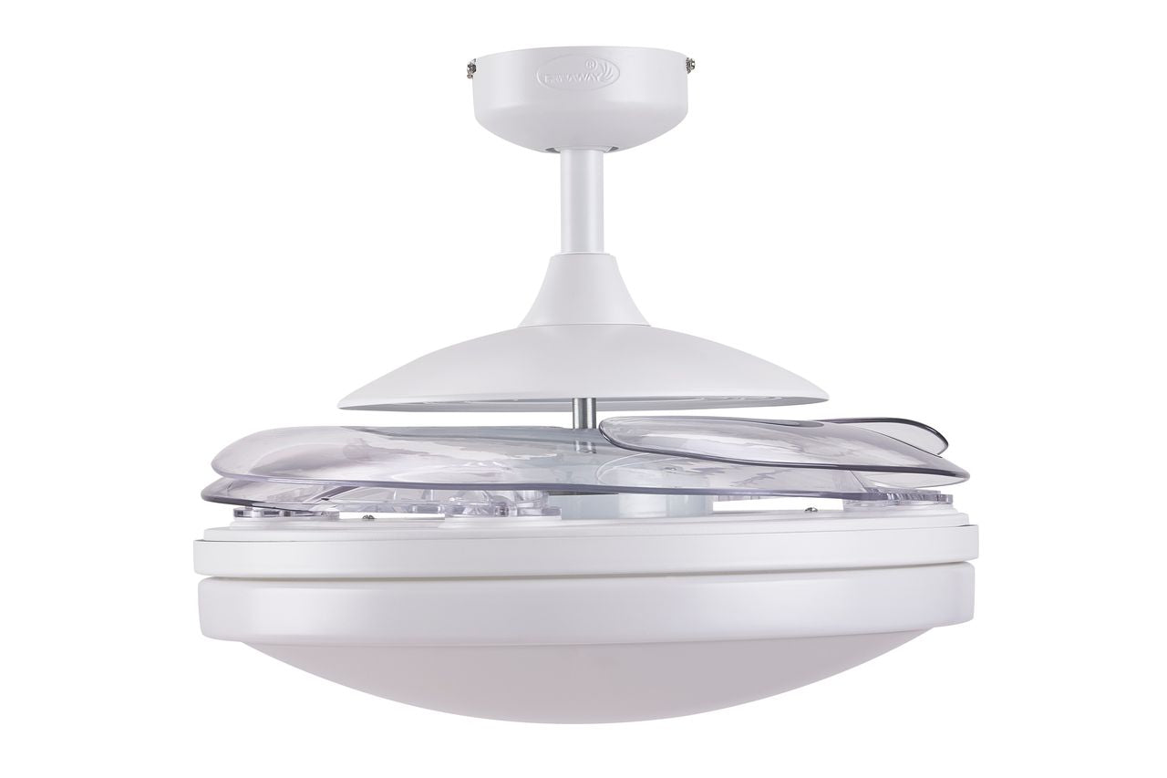 EVO2 48 Inch 3 Light White Fan with Retractable Blades