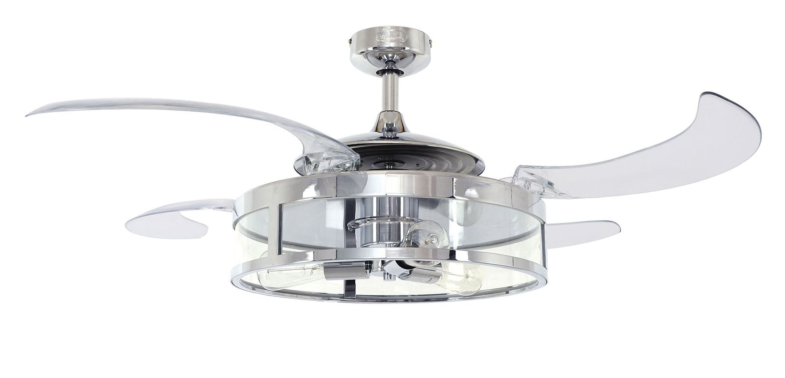 Classic 48 Inch 3 Light Chrome Fan with Retractable Blades