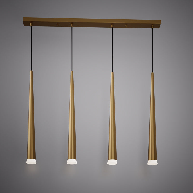4 Lights Vega 4-light linear Aged Brass Dimmable 100W