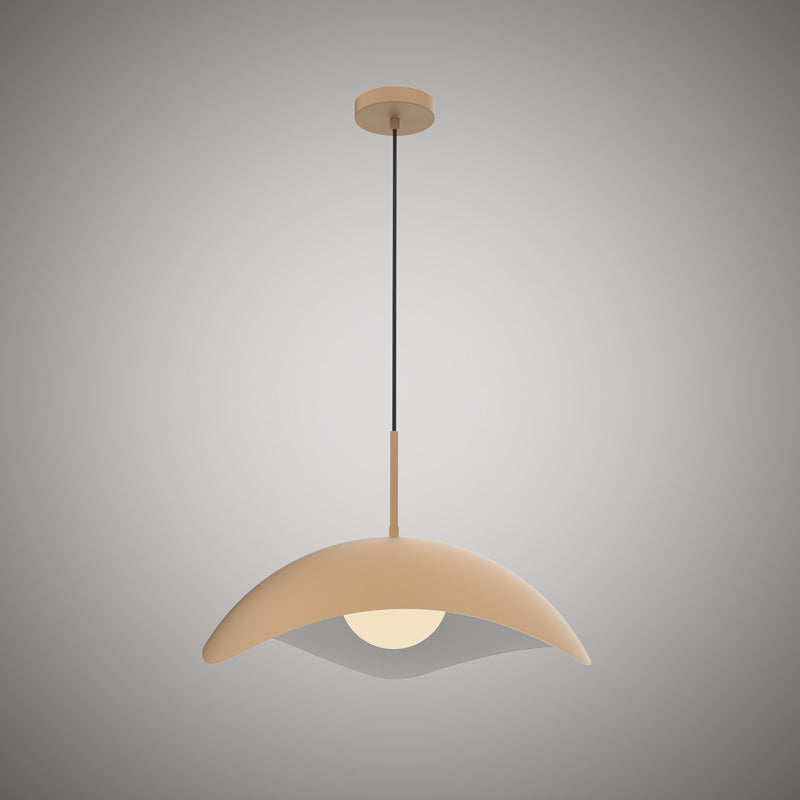 1 Lights Radiance Pendant Beige Outside/White Inside Dimmable 60W