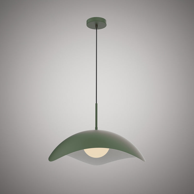 1 Lights Radiance Pendant Green Outside/White Inside Dimmable 60W