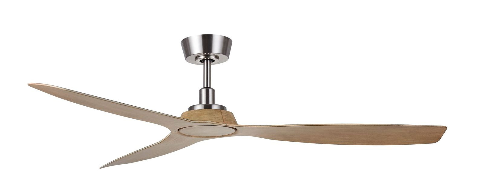 52 Inch Indoor Outdoor DC Brushed Nickel Fan with Teak Blades