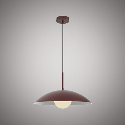 Nordic 1-Light Burgundy Outside/Matte White Inside Pendant Dimmable 60W