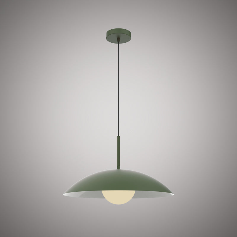 1 Lights Nordic Pendant Green Outside/Matte White Inside Dimmable 60W